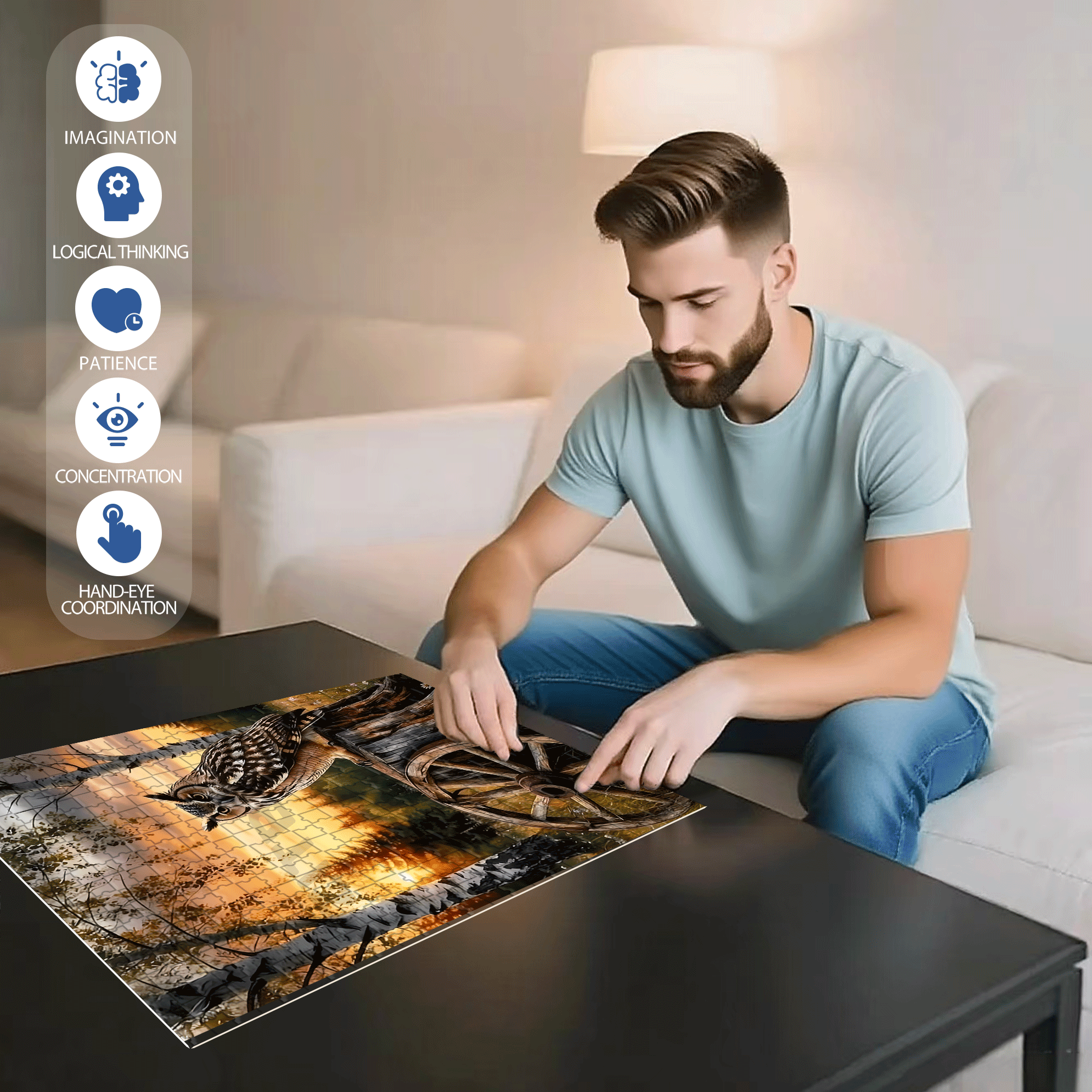 wilight Forest Watcher 500pcs/1000pcs Jigsaw Puzzle, Scratch-Resistant, Interactive Family Game & Brain-Boosting DIY Decor, Perfect for Halloween, Christmas & New Year Gifts, Family Puzzle Game