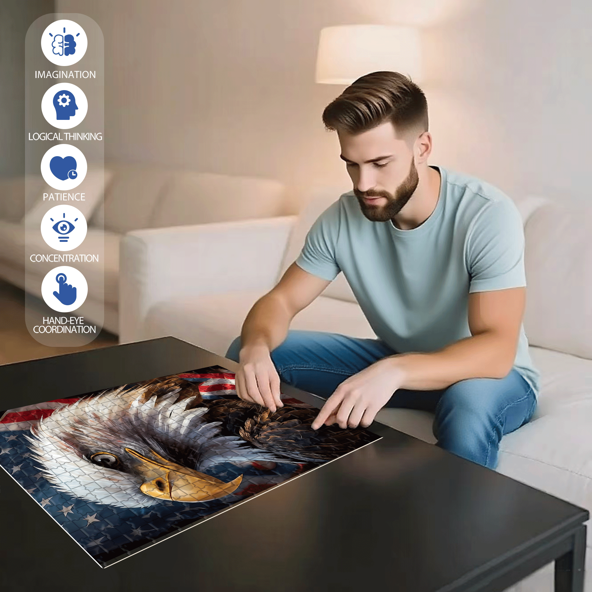 Wings of Freedom 500pcs/1000pcs Jigsaw Puzzle, Scratch-Resistant, Interactive Family Game & Brain-Boosting DIY Decor, Perfect for Halloween, Christmas & New Year Gifts, Family Puzzle Game