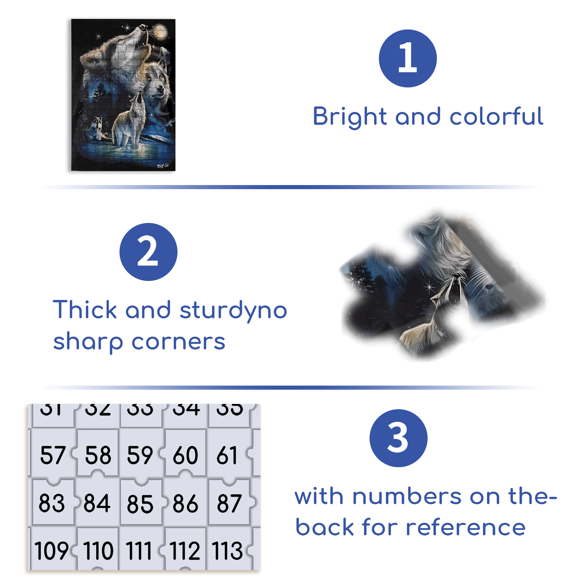 Wolf Howls Under The Moon 500pcs/1000pcs Jigsaw Puzzle, Scratch-Resistant, Interactive Family Game & Brain-Boosting DIY Decor, Perfect for Halloween, Christmas & New Year Gifts, Family Puzzle Game