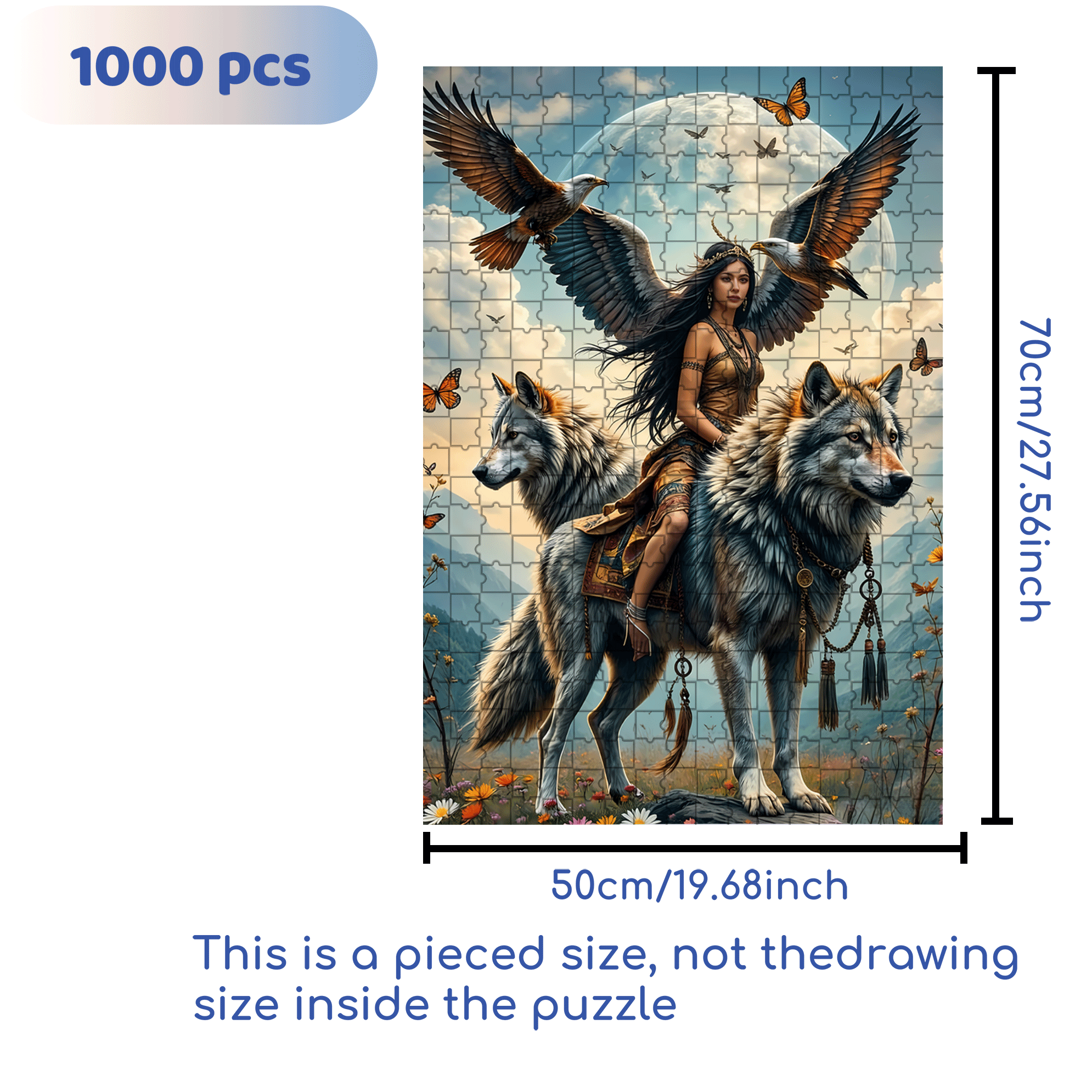 Wolf Queen Legend 500pcs/1000pcs Jigsaw Puzzle, Scratch-Resistant, Interactive Family Game & Brain-Boosting DIY Decor, Perfect for Halloween, Christmas & New Year Gifts, Family Puzzle Game