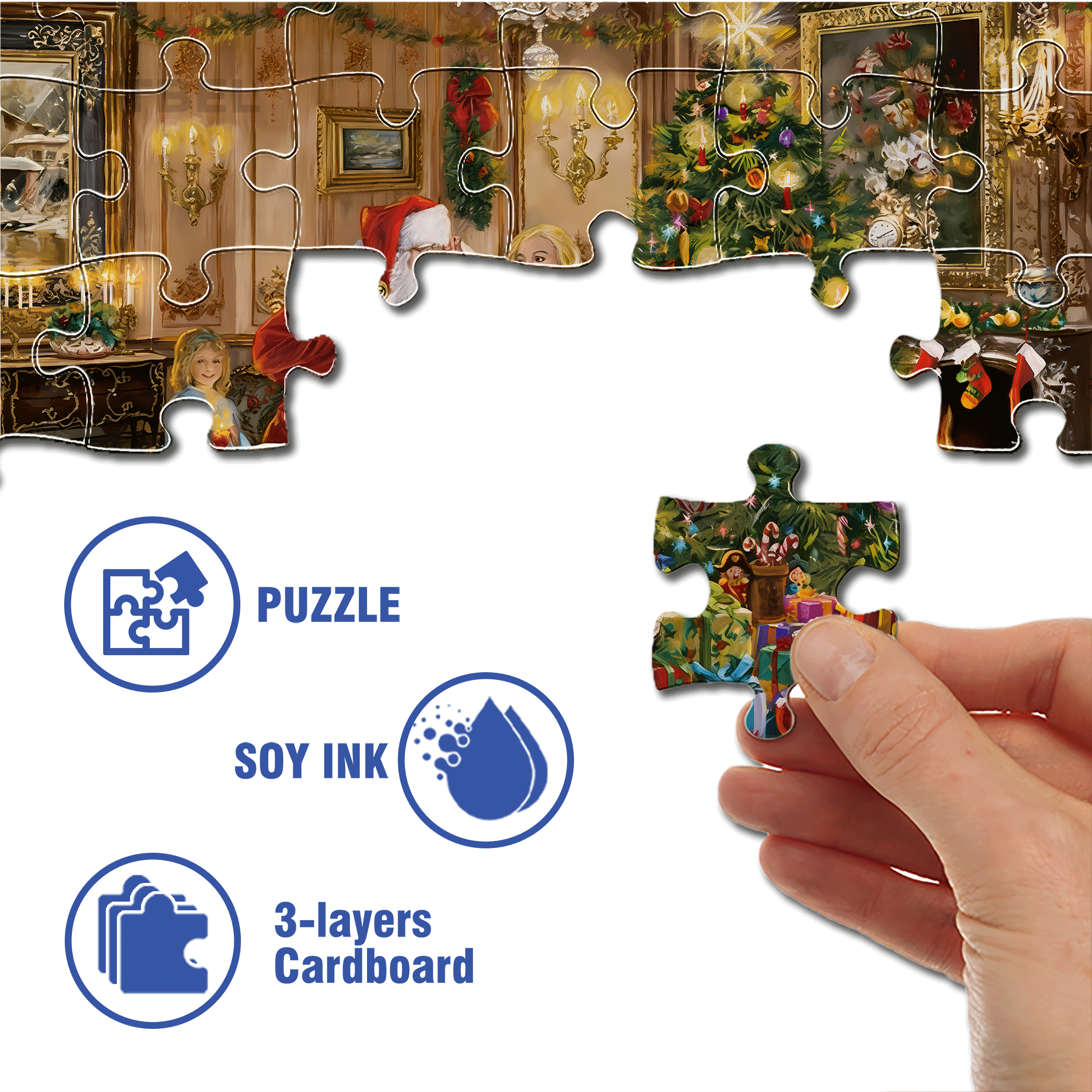 A Christmas Fairy Tale By The Fireplace 500pcs/1000pcs Jigsaw Puzzle, Scratch-Resistant, Interactive Family Game & Brain-Boosting DIY Decor, Perfect for Halloween, Christmas & New Year Gifts, Family Puzzle Game