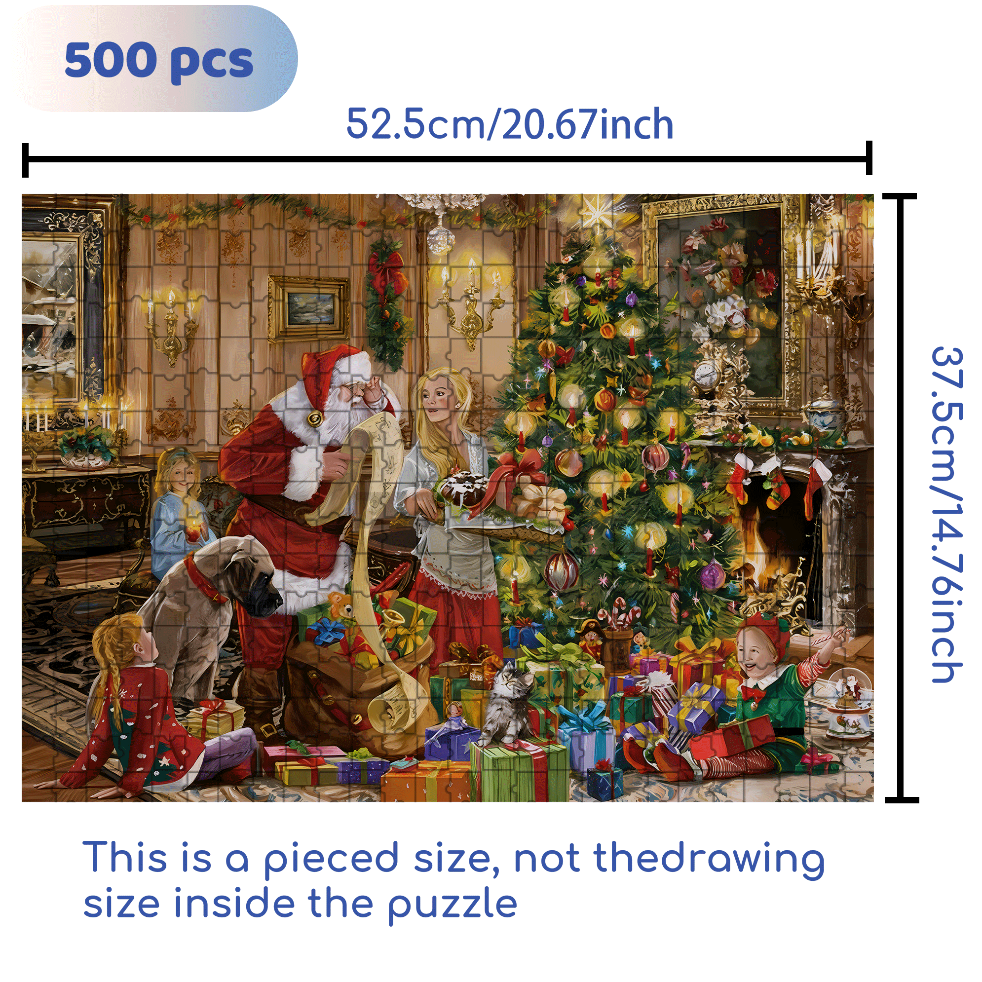 A Christmas Fairy Tale By The Fireplace 500pcs/1000pcs Jigsaw Puzzle, Scratch-Resistant, Interactive Family Game & Brain-Boosting DIY Decor, Perfect for Halloween, Christmas & New Year Gifts, Family Puzzle Game