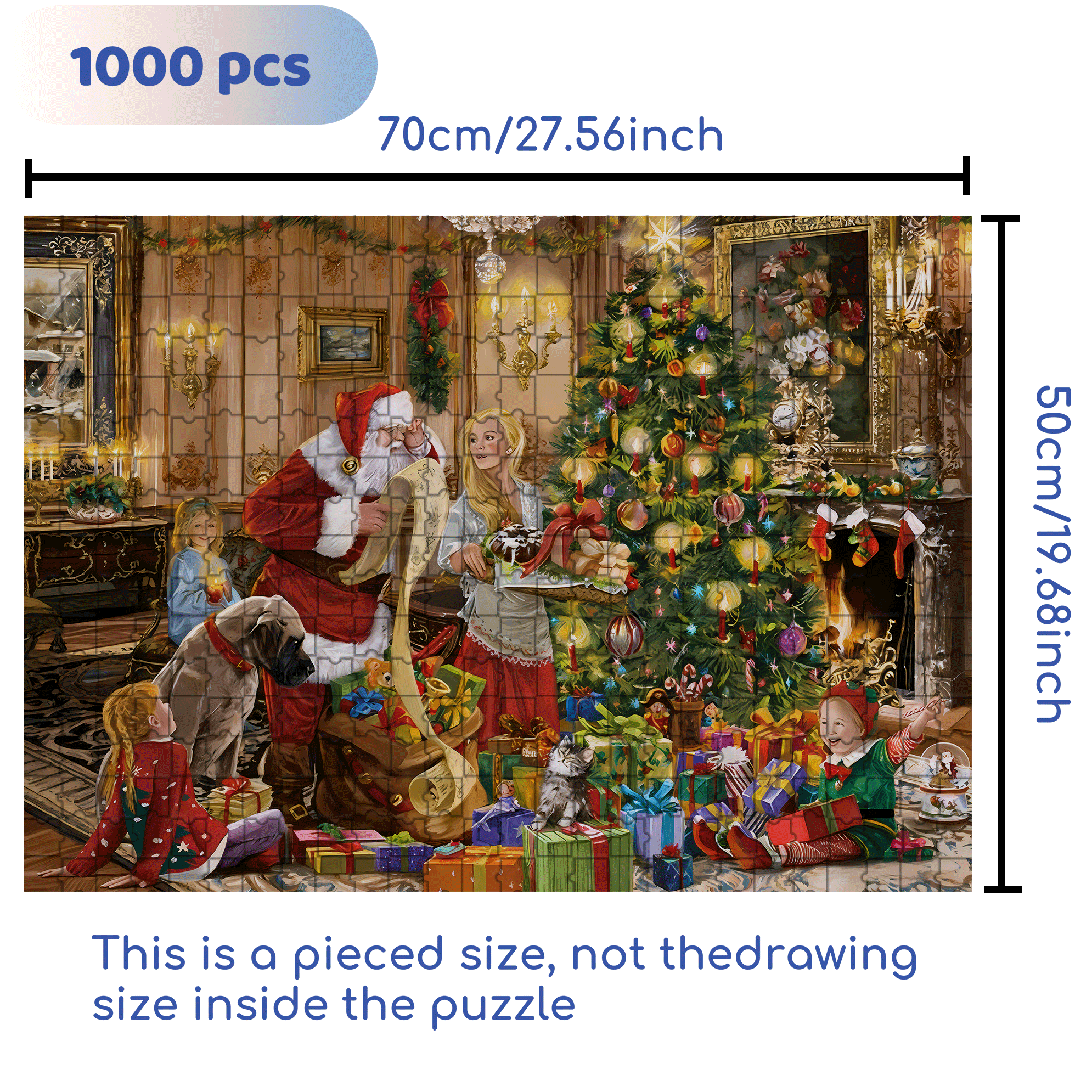 A Christmas Fairy Tale By The Fireplace 500pcs/1000pcs Jigsaw Puzzle, Scratch-Resistant, Interactive Family Game & Brain-Boosting DIY Decor, Perfect for Halloween, Christmas & New Year Gifts, Family Puzzle Game