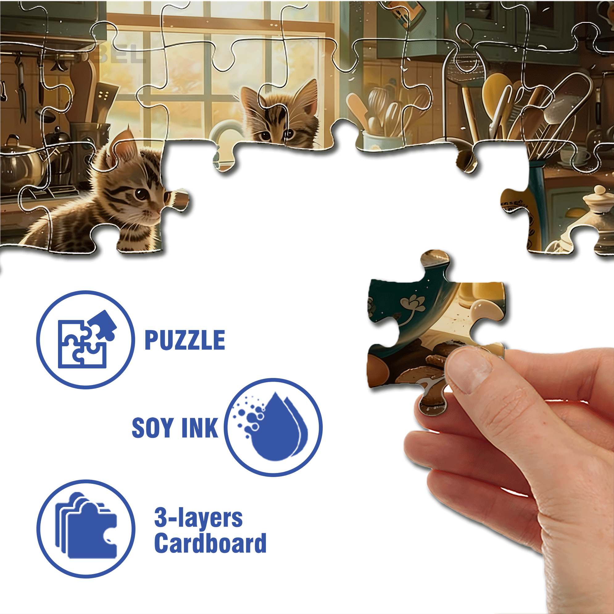 A Cooking Kitten 500pcs/1000pcs Jigsaw Puzzle, Scratch-Resistant, Interactive Family Game & Brain-Boosting DIY Decor, Perfect for Halloween, Christmas & New Year Gifts, Family Puzzle Game