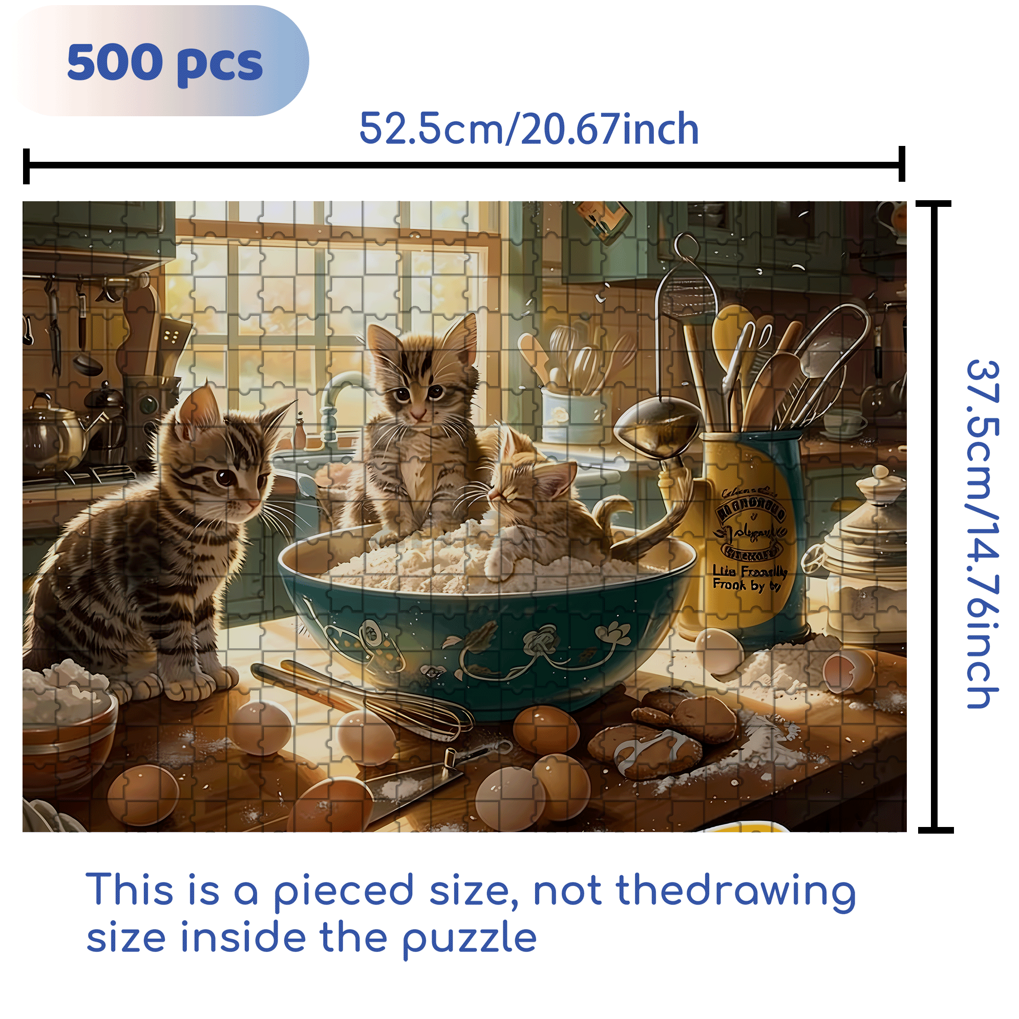 A Cooking Kitten 500pcs/1000pcs Jigsaw Puzzle, Scratch-Resistant, Interactive Family Game & Brain-Boosting DIY Decor, Perfect for Halloween, Christmas & New Year Gifts, Family Puzzle Game