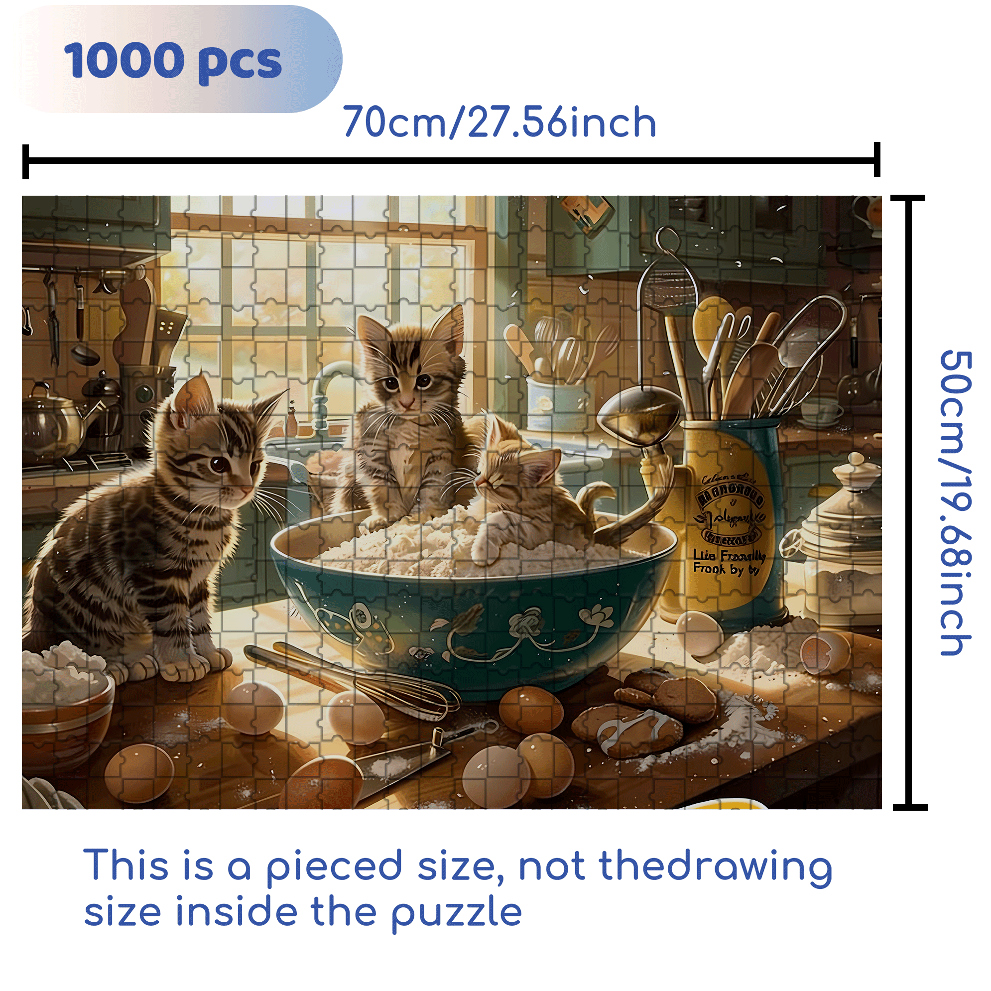 A Cooking Kitten 500pcs/1000pcs Jigsaw Puzzle, Scratch-Resistant, Interactive Family Game & Brain-Boosting DIY Decor, Perfect for Halloween, Christmas & New Year Gifts, Family Puzzle Game