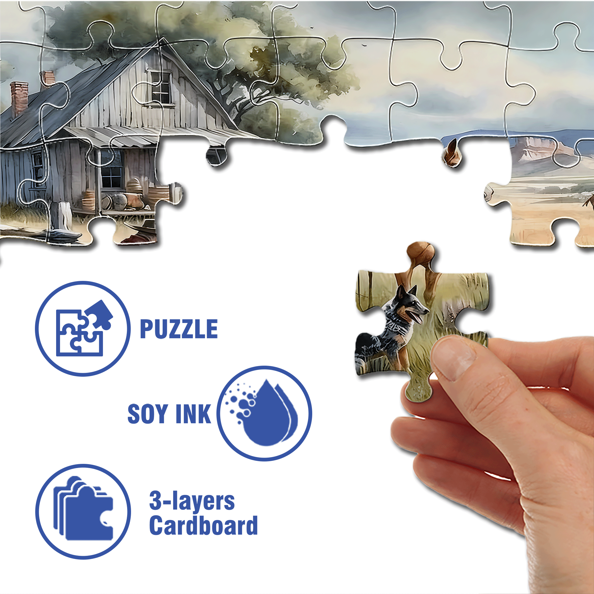 A Cowboy's Afternoon 500pcs/1000pcs Jigsaw Puzzle, Scratch-Resistant, Interactive Family Game & Brain-Boosting DIY Decor, Perfect for Halloween, Christmas & New Year Gifts, Family Puzzle Game