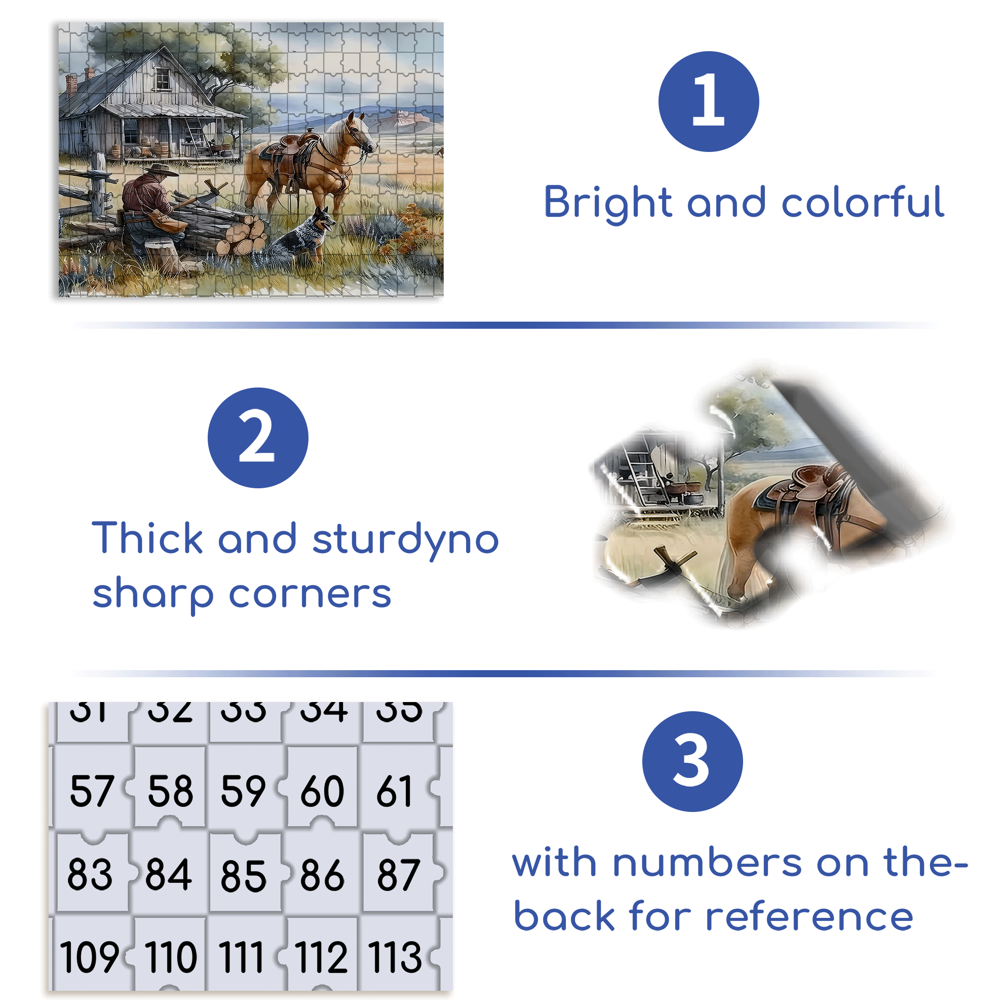 A Cowboy's Afternoon 500pcs/1000pcs Jigsaw Puzzle, Scratch-Resistant, Interactive Family Game & Brain-Boosting DIY Decor, Perfect for Halloween, Christmas & New Year Gifts, Family Puzzle Game