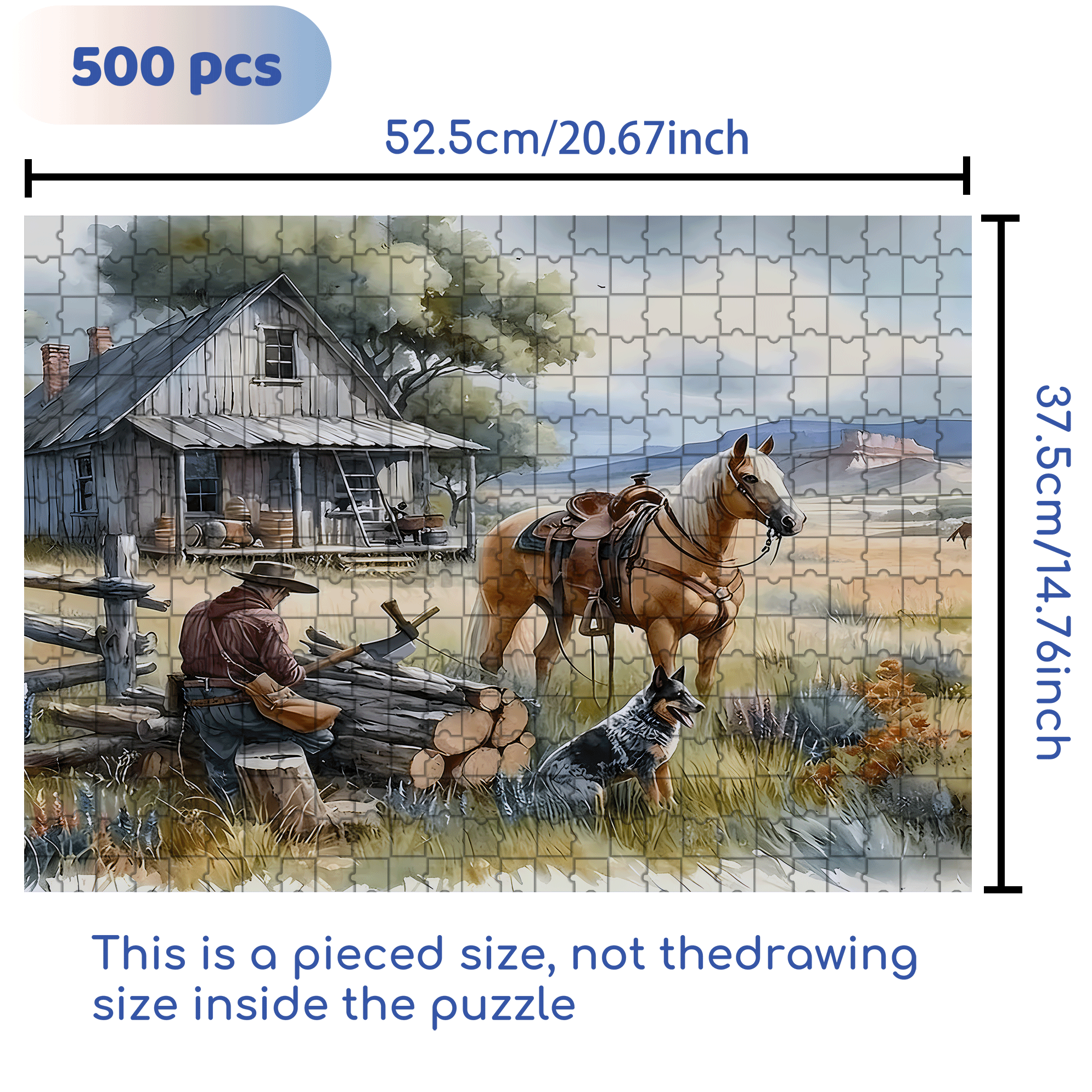A Cowboy's Afternoon 500pcs/1000pcs Jigsaw Puzzle, Scratch-Resistant, Interactive Family Game & Brain-Boosting DIY Decor, Perfect for Halloween, Christmas & New Year Gifts, Family Puzzle Game