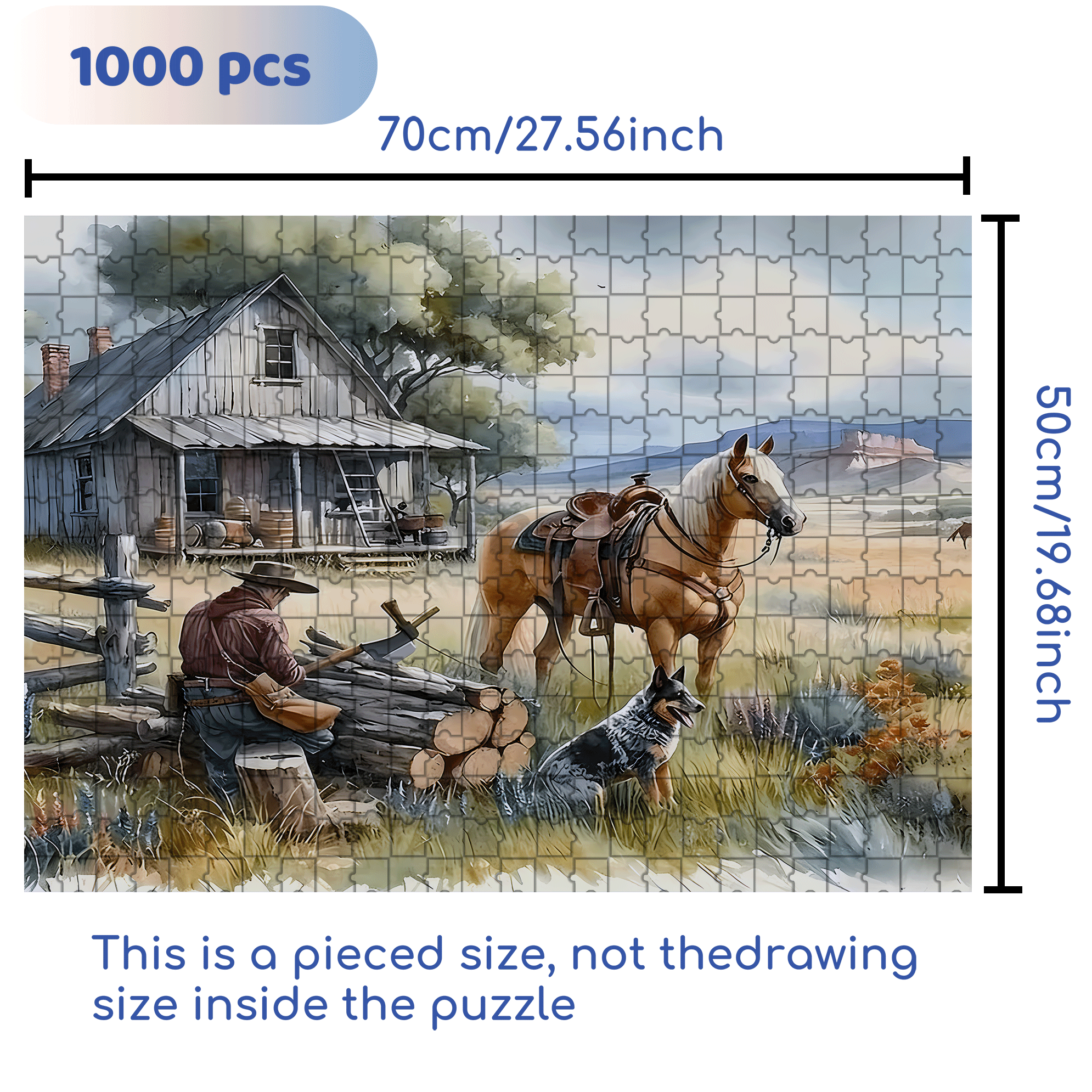 A Cowboy's Afternoon 500pcs/1000pcs Jigsaw Puzzle, Scratch-Resistant, Interactive Family Game & Brain-Boosting DIY Decor, Perfect for Halloween, Christmas & New Year Gifts, Family Puzzle Game