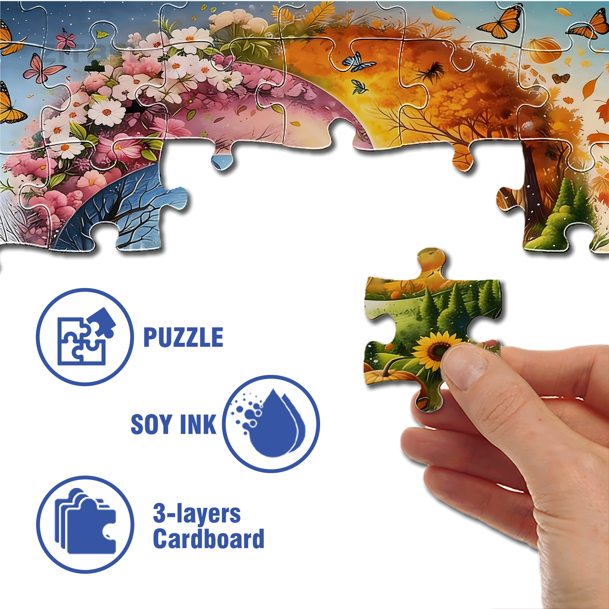 A Dream of Four Seasons 500pcs/1000pcs Jigsaw Puzzle, Scratch-Resistant, Interactive Family Game & Brain-Boosting DIY Decor, Perfect for Halloween, Christmas & New Year Gifts, Family Puzzle Game