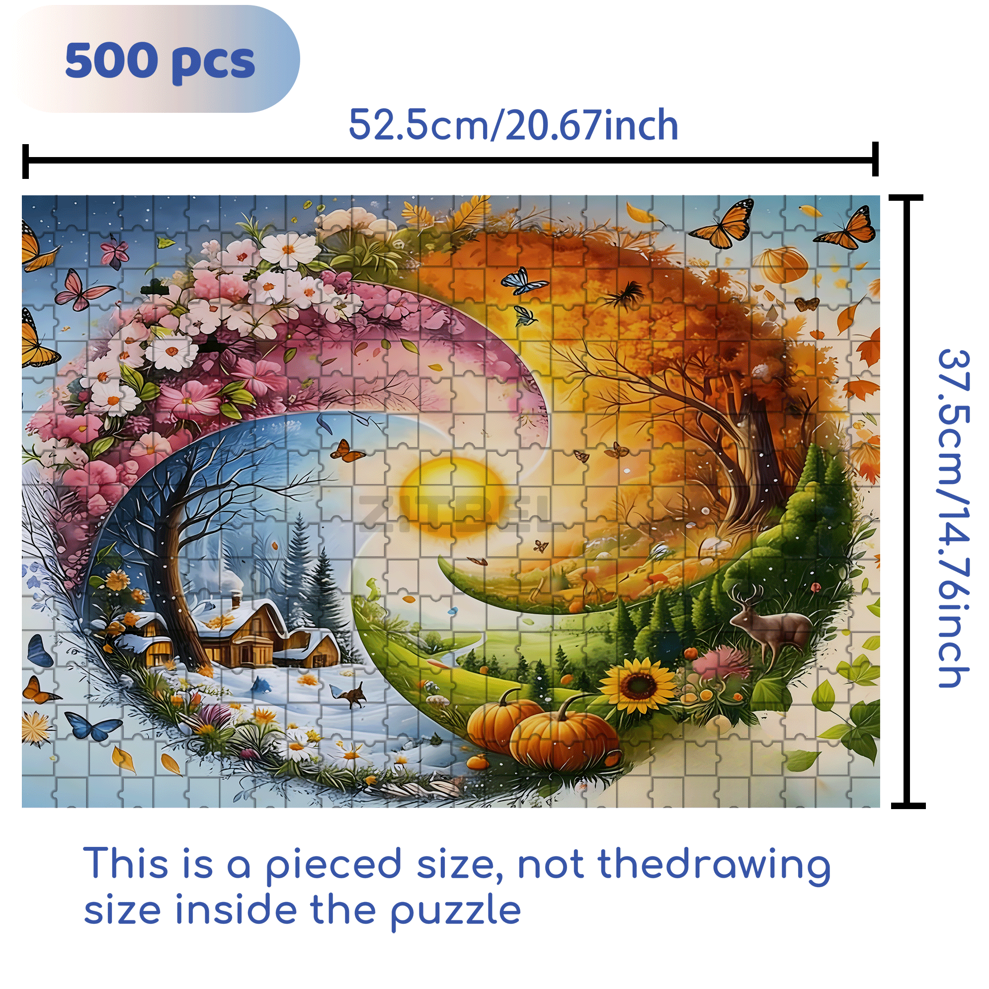 A Dream of Four Seasons 500pcs/1000pcs Jigsaw Puzzle, Scratch-Resistant, Interactive Family Game & Brain-Boosting DIY Decor, Perfect for Halloween, Christmas & New Year Gifts, Family Puzzle Game