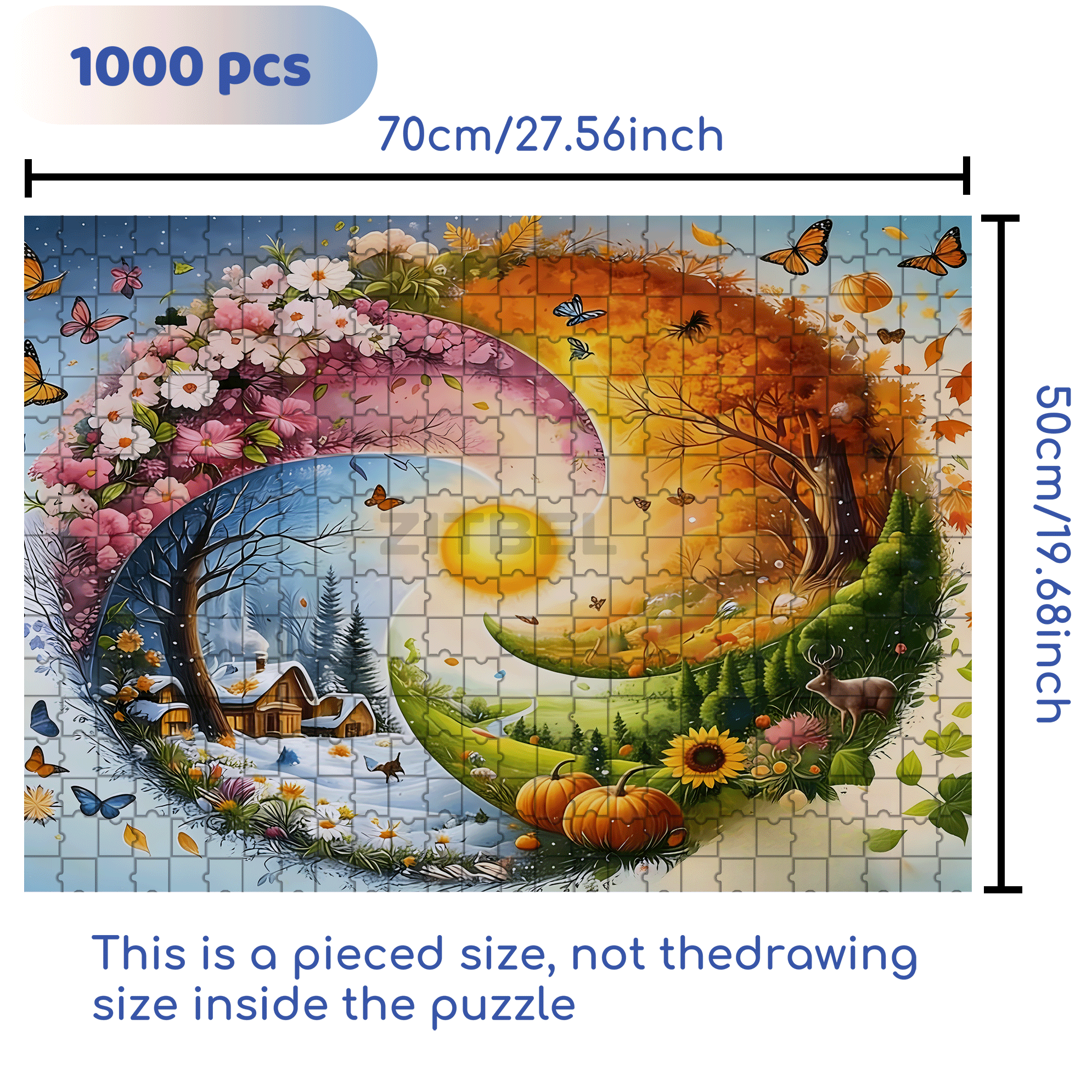 A Dream of Four Seasons 500pcs/1000pcs Jigsaw Puzzle, Scratch-Resistant, Interactive Family Game & Brain-Boosting DIY Decor, Perfect for Halloween, Christmas & New Year Gifts, Family Puzzle Game