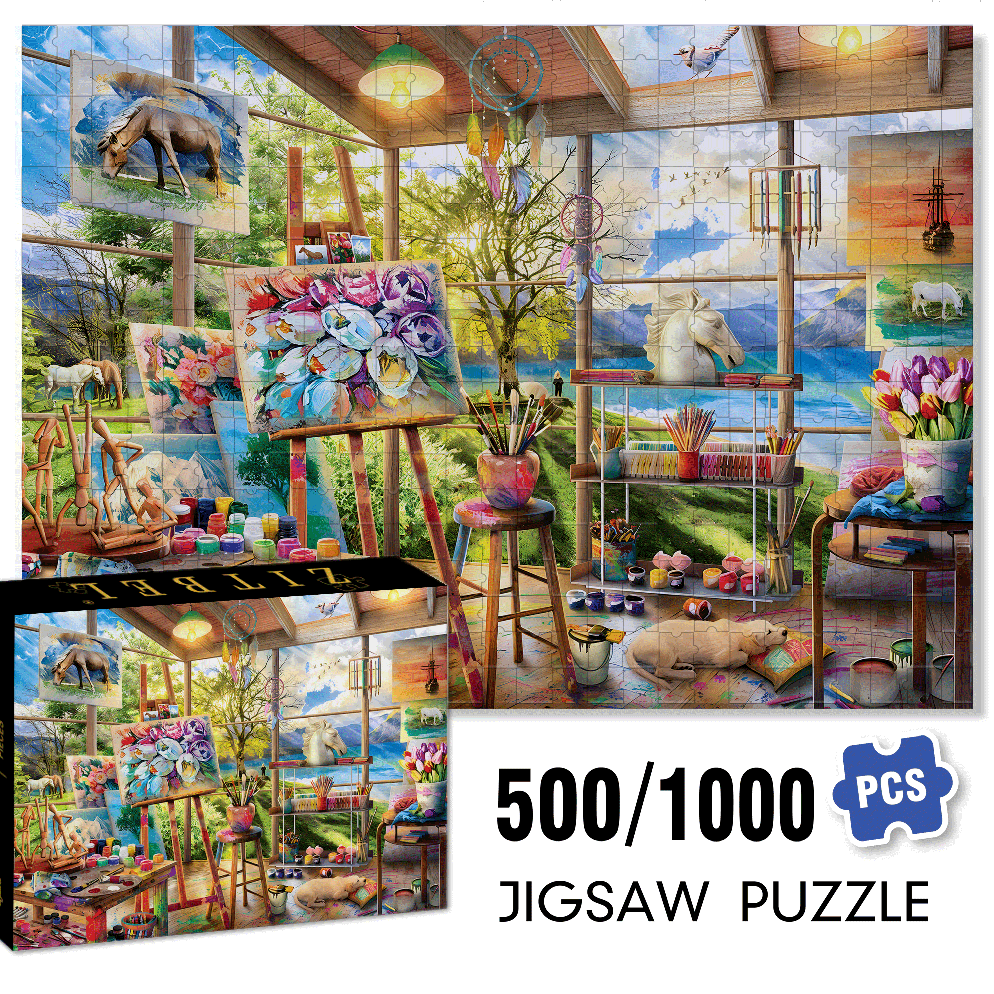 A Habitat Of Colors 500pcs/1000pcs Jigsaw Puzzle, Scratch-Resistant, Interactive Family Game & Brain-Boosting DIY Decor, Perfect for Halloween, Christmas & New Year Gifts, Family Puzzle Game