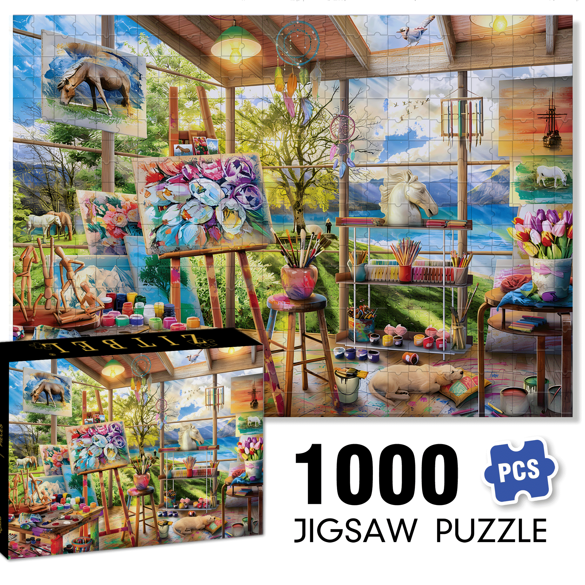 A Habitat Of Colors 500pcs/1000pcs Jigsaw Puzzle, Scratch-Resistant, Interactive Family Game & Brain-Boosting DIY Decor, Perfect for Halloween, Christmas & New Year Gifts, Family Puzzle Game