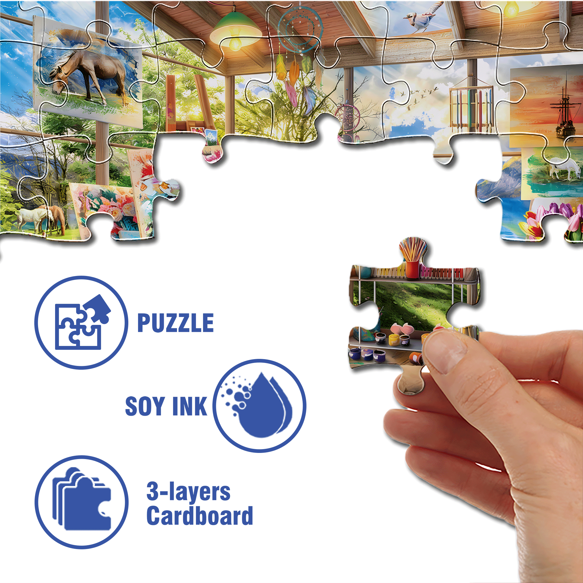A Habitat Of Colors 500pcs/1000pcs Jigsaw Puzzle, Scratch-Resistant, Interactive Family Game & Brain-Boosting DIY Decor, Perfect for Halloween, Christmas & New Year Gifts, Family Puzzle Game