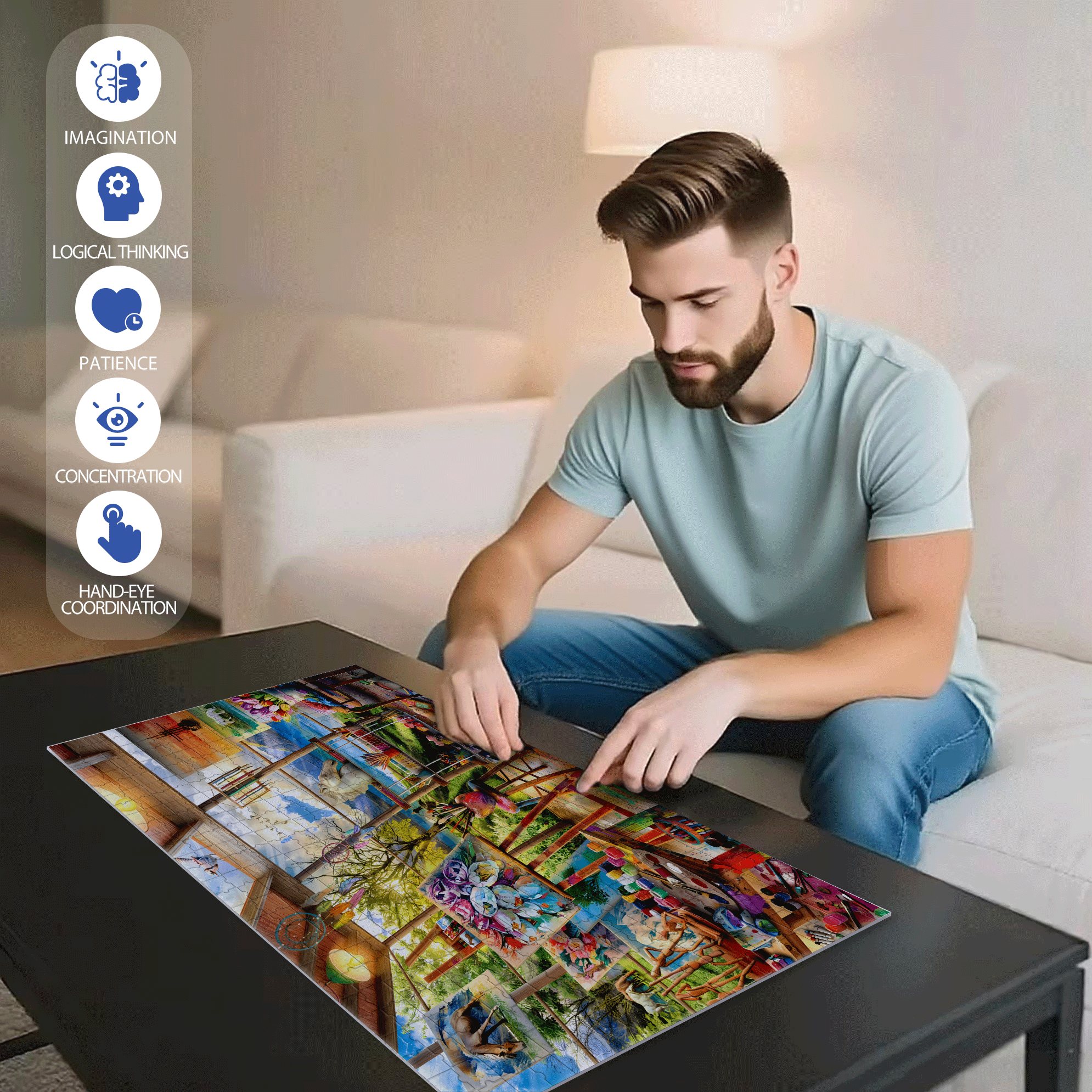 A Habitat Of Colors 500pcs/1000pcs Jigsaw Puzzle, Scratch-Resistant, Interactive Family Game & Brain-Boosting DIY Decor, Perfect for Halloween, Christmas & New Year Gifts, Family Puzzle Game