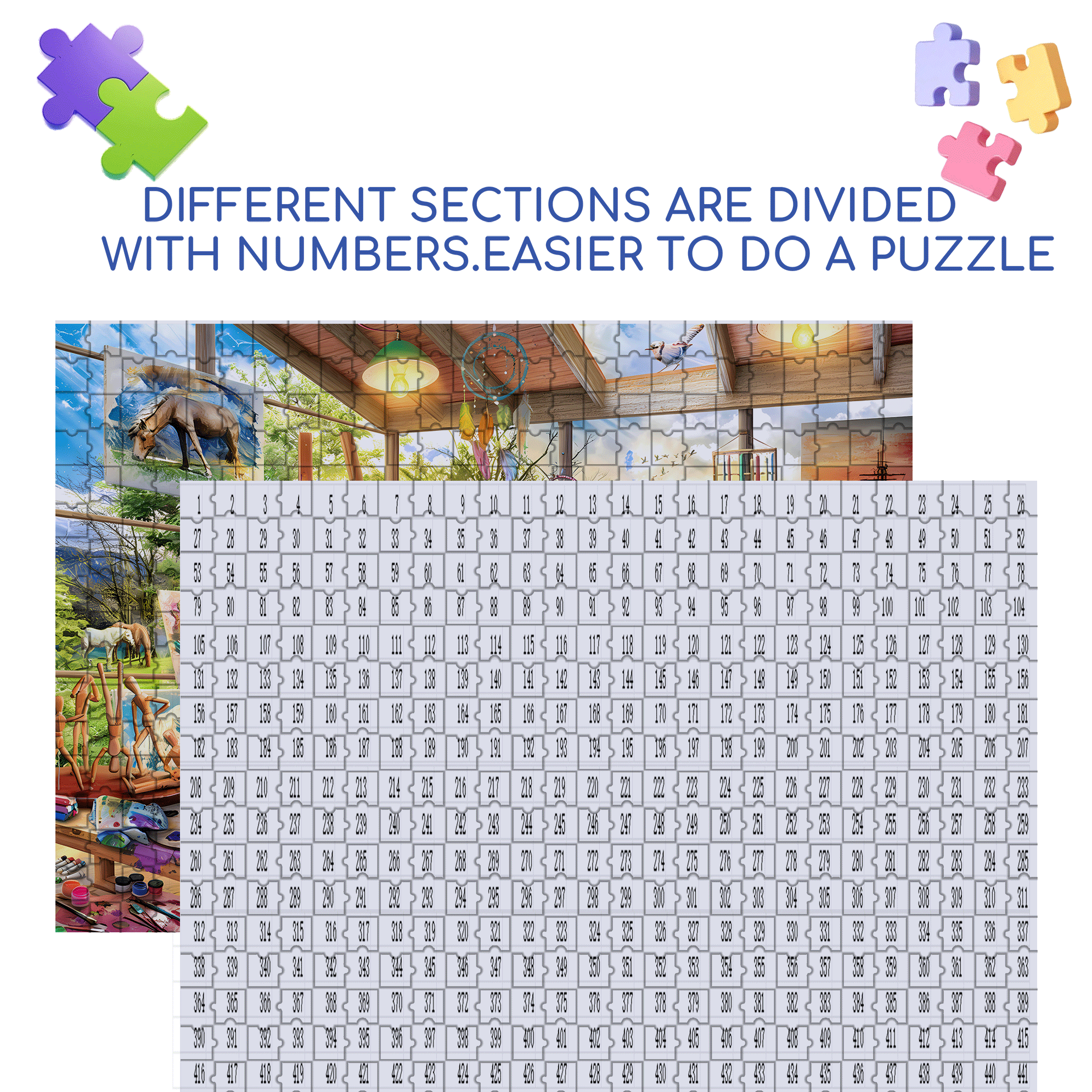 A Habitat Of Colors 500pcs/1000pcs Jigsaw Puzzle, Scratch-Resistant, Interactive Family Game & Brain-Boosting DIY Decor, Perfect for Halloween, Christmas & New Year Gifts, Family Puzzle Game