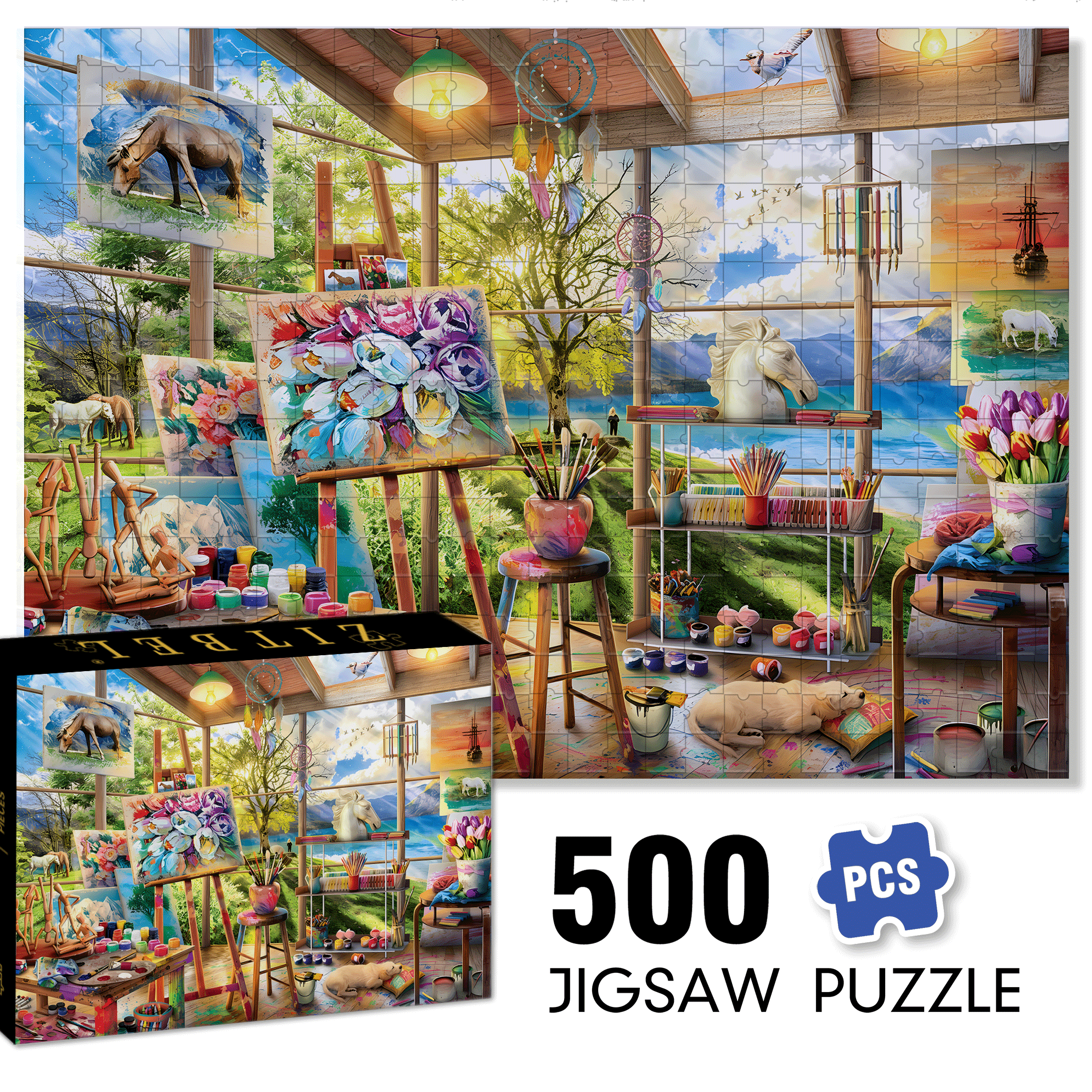 A Habitat Of Colors 500pcs/1000pcs Jigsaw Puzzle, Scratch-Resistant, Interactive Family Game & Brain-Boosting DIY Decor, Perfect for Halloween, Christmas & New Year Gifts, Family Puzzle Game