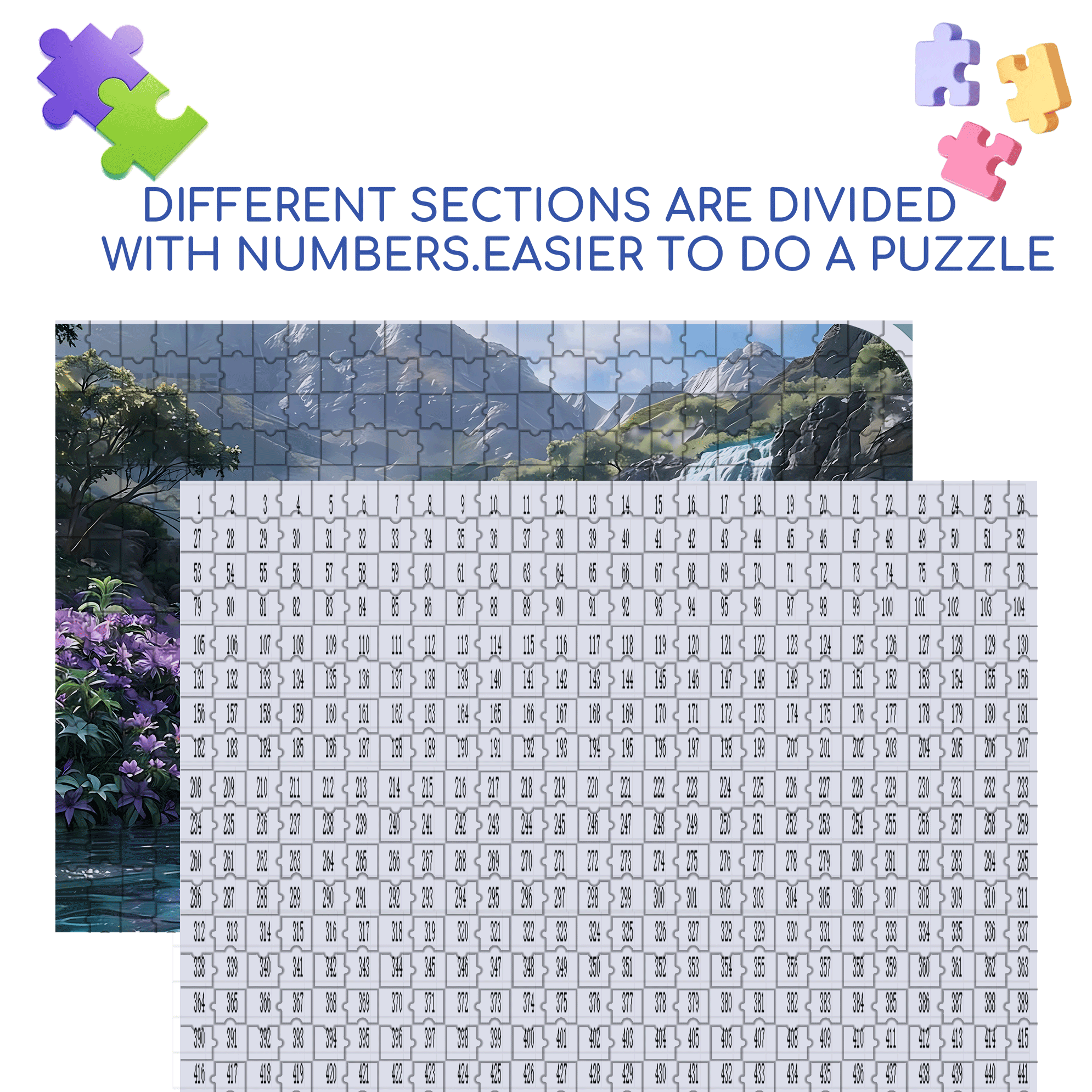 A Purple Flower Waterfall 500pcs/1000pcs Jigsaw Puzzle, Scratch-Resistant, Interactive Family Game & Brain-Boosting DIY Decor, Perfect for Halloween, Christmas & New Year Gifts, Family Puzzle Game
