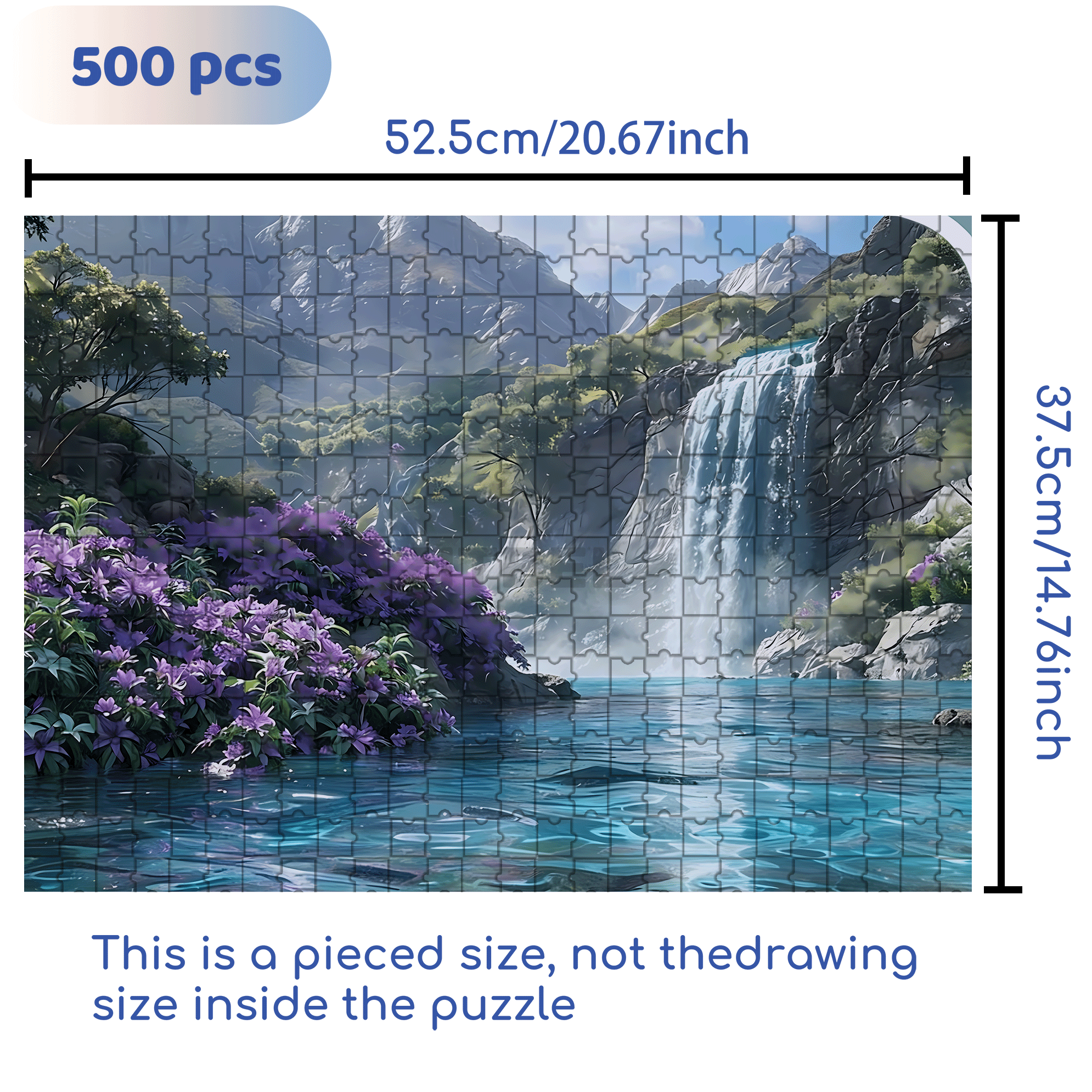 A Purple Flower Waterfall 500pcs/1000pcs Jigsaw Puzzle, Scratch-Resistant, Interactive Family Game & Brain-Boosting DIY Decor, Perfect for Halloween, Christmas & New Year Gifts, Family Puzzle Game