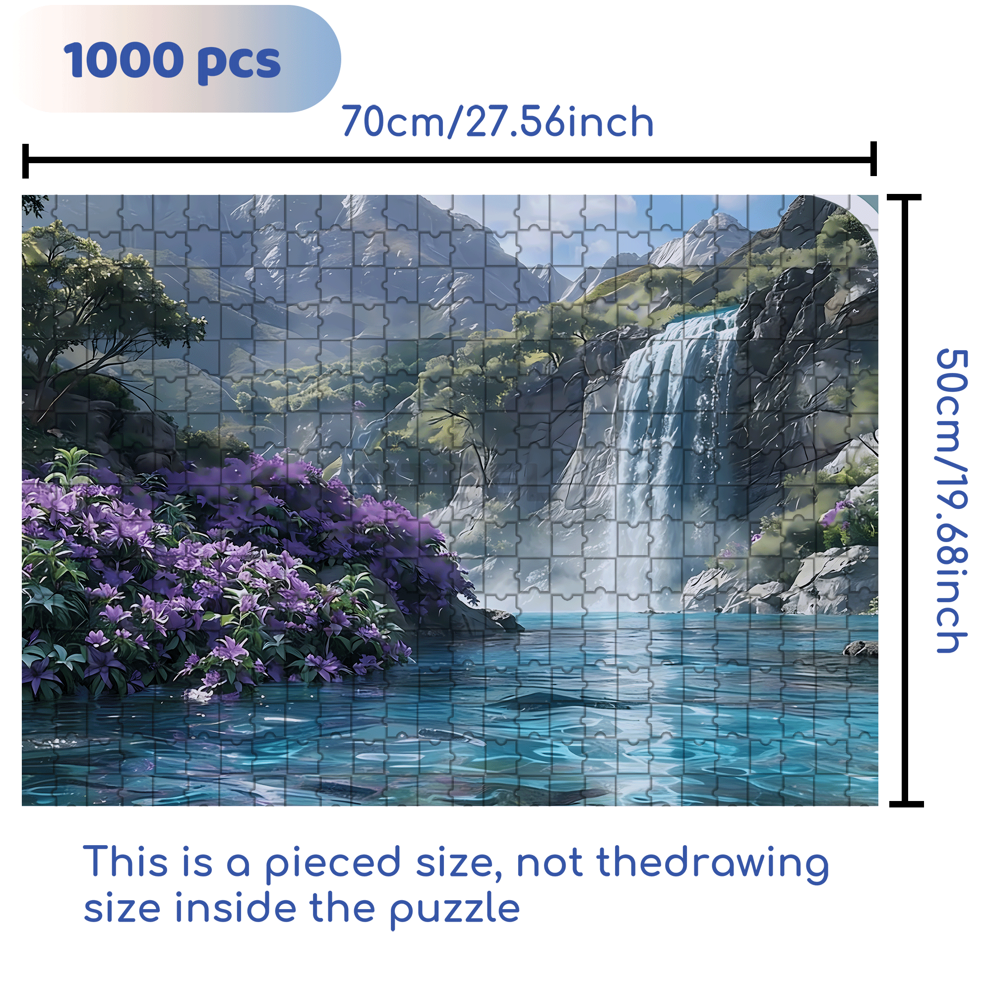 A Purple Flower Waterfall 500pcs/1000pcs Jigsaw Puzzle, Scratch-Resistant, Interactive Family Game & Brain-Boosting DIY Decor, Perfect for Halloween, Christmas & New Year Gifts, Family Puzzle Game