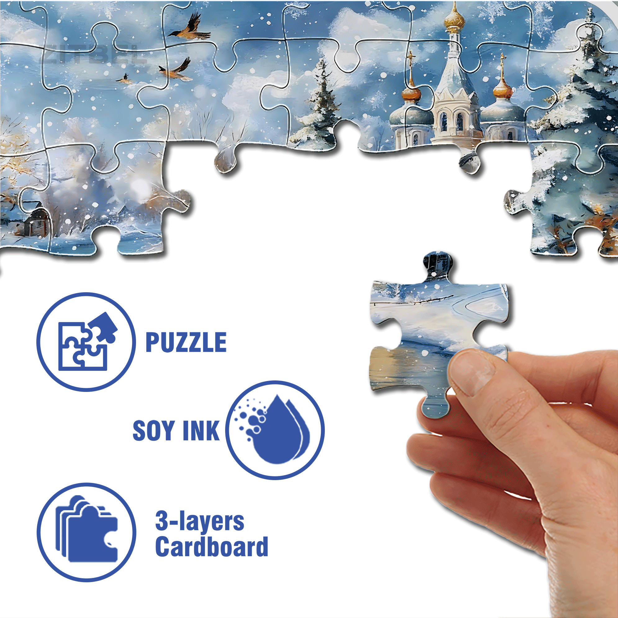 A Snowy Town 500pcs/1000pcs Jigsaw Puzzle, Scratch-Resistant, Interactive Family Game & Brain-Boosting DIY Decor, Perfect for Halloween, Christmas & New Year Gifts, Family Puzzle Game
