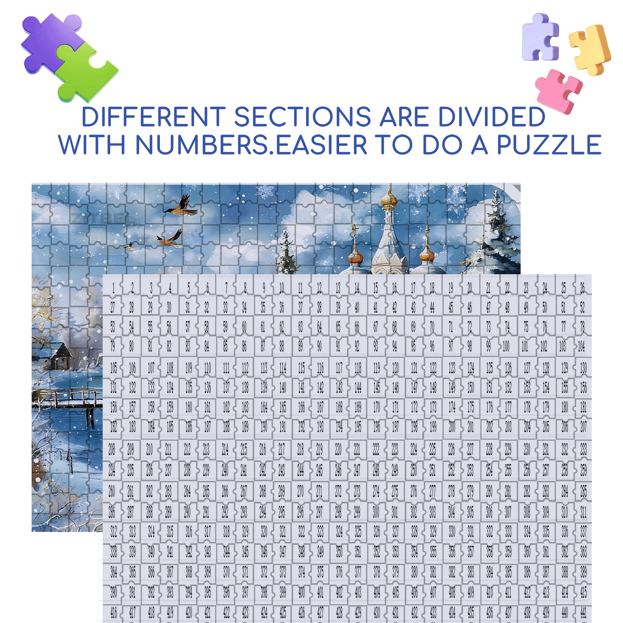 A Snowy Town 500pcs/1000pcs Jigsaw Puzzle, Scratch-Resistant, Interactive Family Game & Brain-Boosting DIY Decor, Perfect for Halloween, Christmas & New Year Gifts, Family Puzzle Game