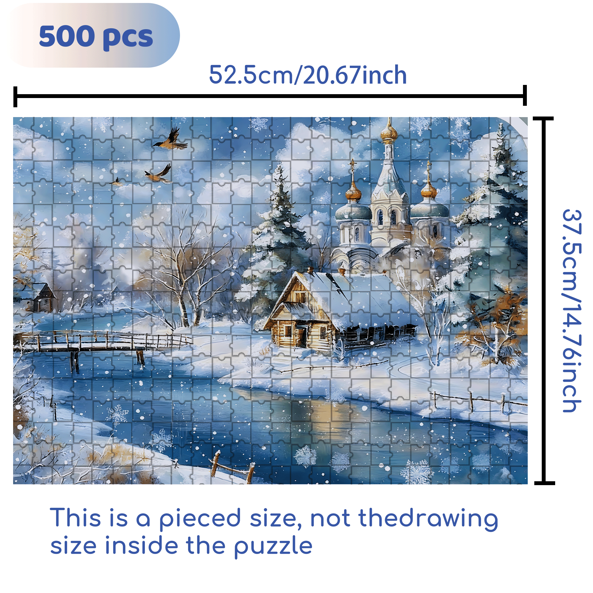 A Snowy Town 500pcs/1000pcs Jigsaw Puzzle, Scratch-Resistant, Interactive Family Game & Brain-Boosting DIY Decor, Perfect for Halloween, Christmas & New Year Gifts, Family Puzzle Game