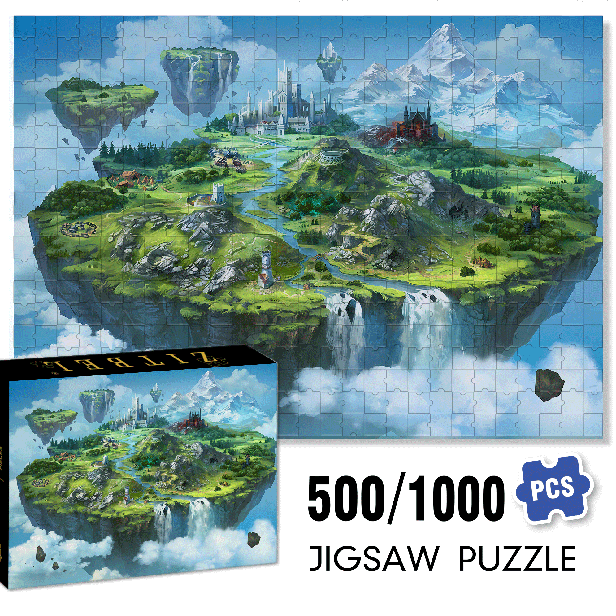 Aerial Oasis 500pcs/1000pcs Jigsaw Puzzle, Scratch-Resistant, Interactive Family Game & Brain-Boosting DIY Decor, Perfect for Halloween, Christmas & New Year Gifts, Family Puzzle Game