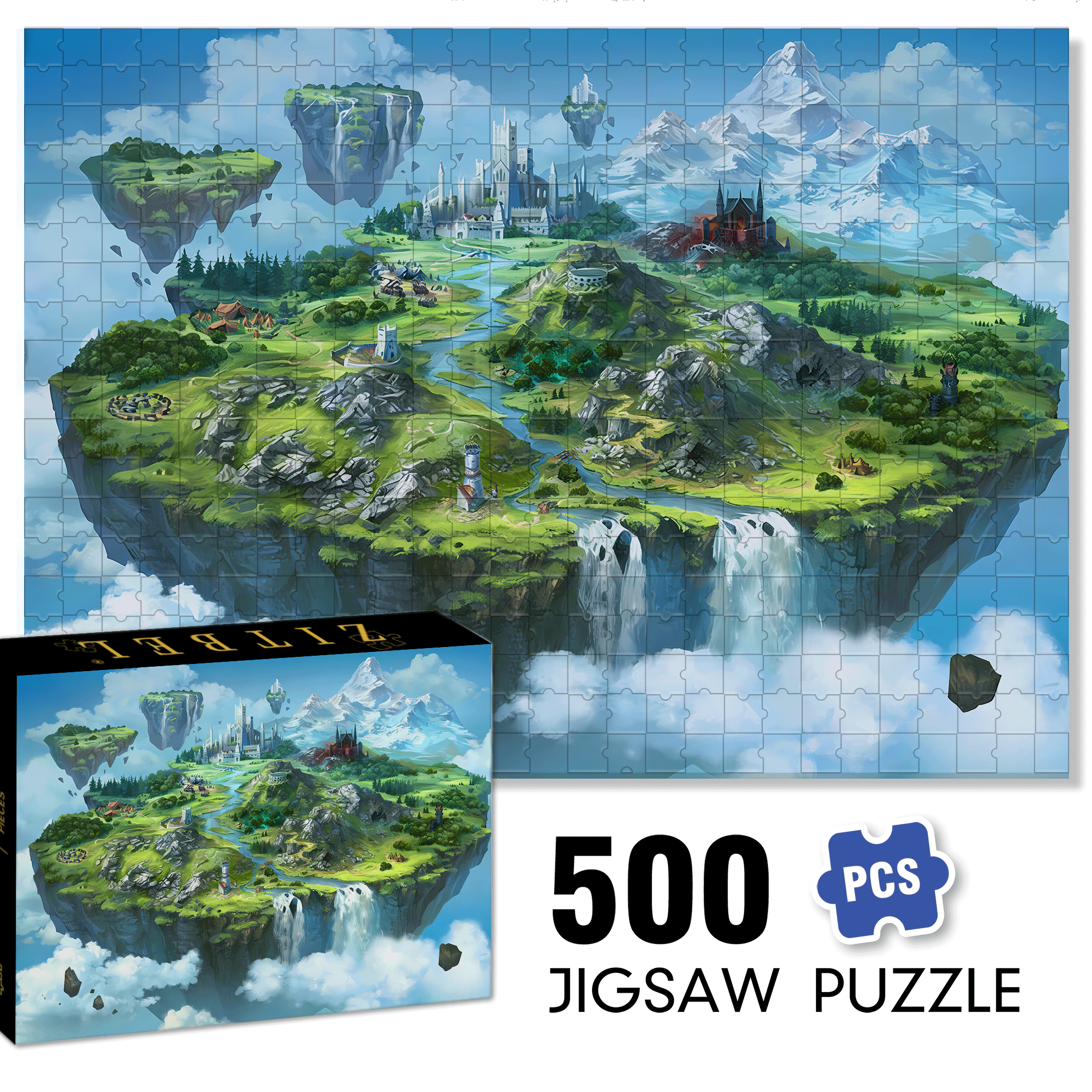 Aerial Oasis 500pcs/1000pcs Jigsaw Puzzle, Scratch-Resistant, Interactive Family Game & Brain-Boosting DIY Decor, Perfect for Halloween, Christmas & New Year Gifts, Family Puzzle Game