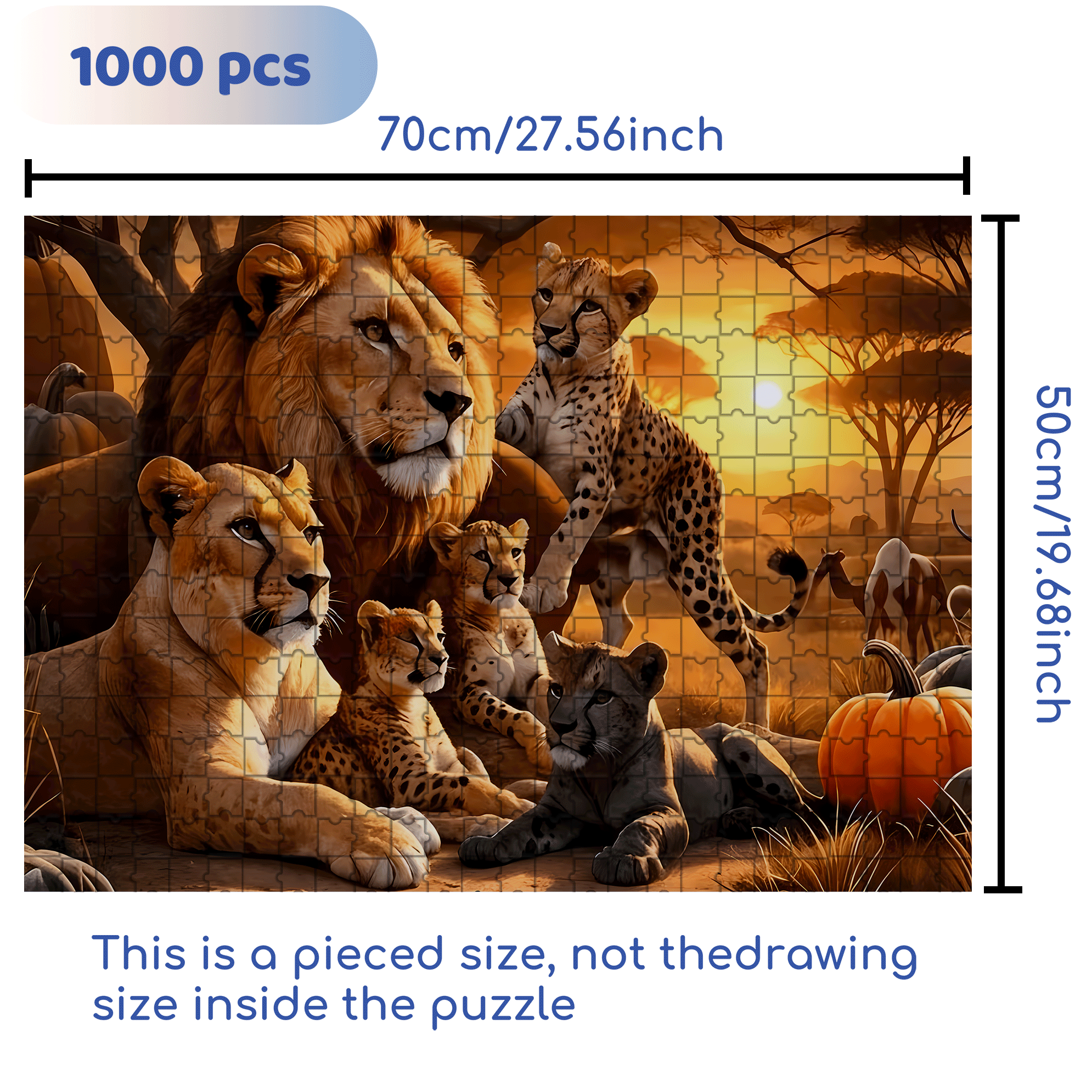 African Wildlife & Cheetah 500pcs/1000pcs Jigsaw Puzzle, Scratch-Resistant, Interactive Family Game & Brain-Boosting DIY Decor, Perfect for Halloween, Christmas & New Year Gifts, Family Puzzle Game