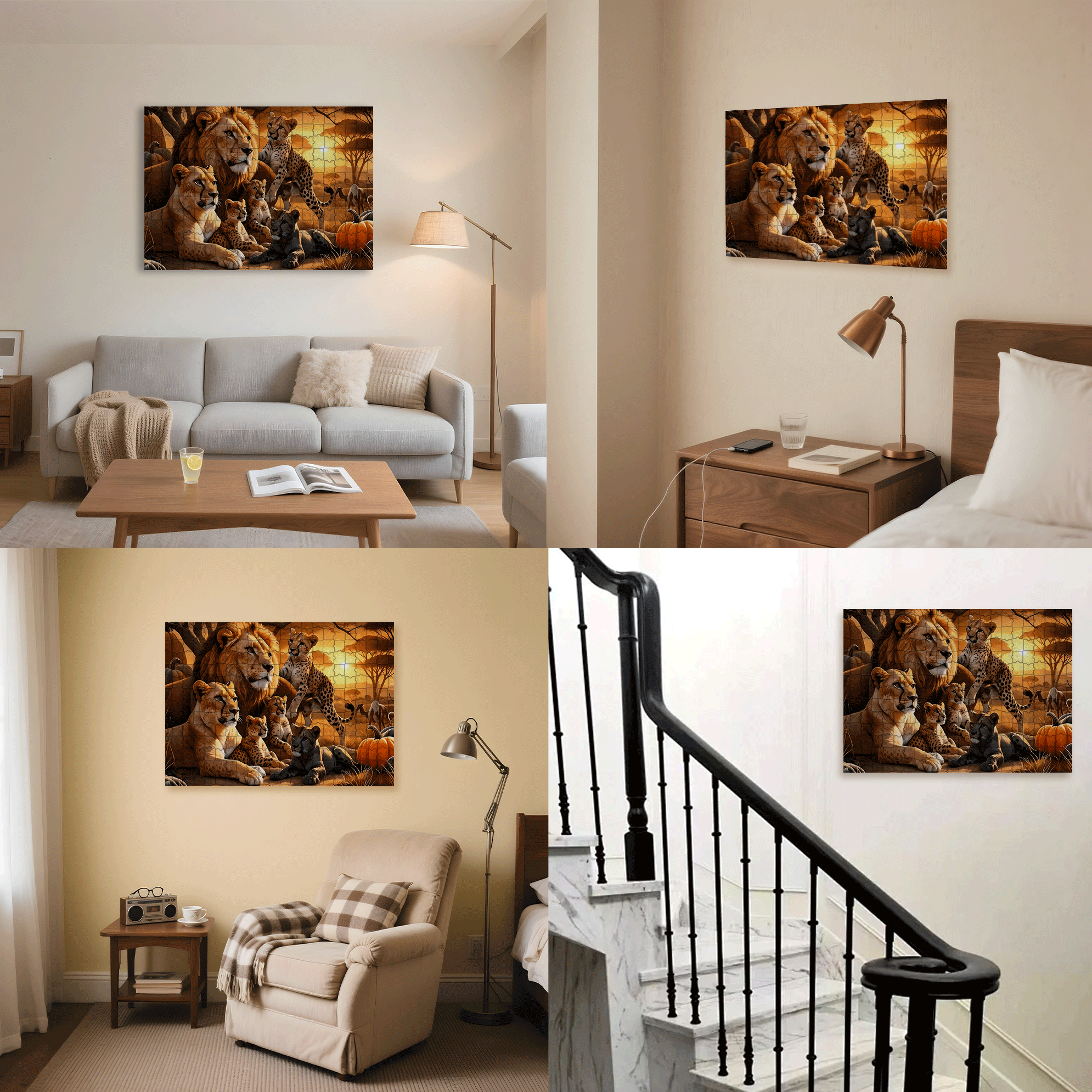 African Wildlife & Cheetah 500pcs/1000pcs Jigsaw Puzzle, Scratch-Resistant, Interactive Family Game & Brain-Boosting DIY Decor, Perfect for Halloween, Christmas & New Year Gifts, Family Puzzle Game
