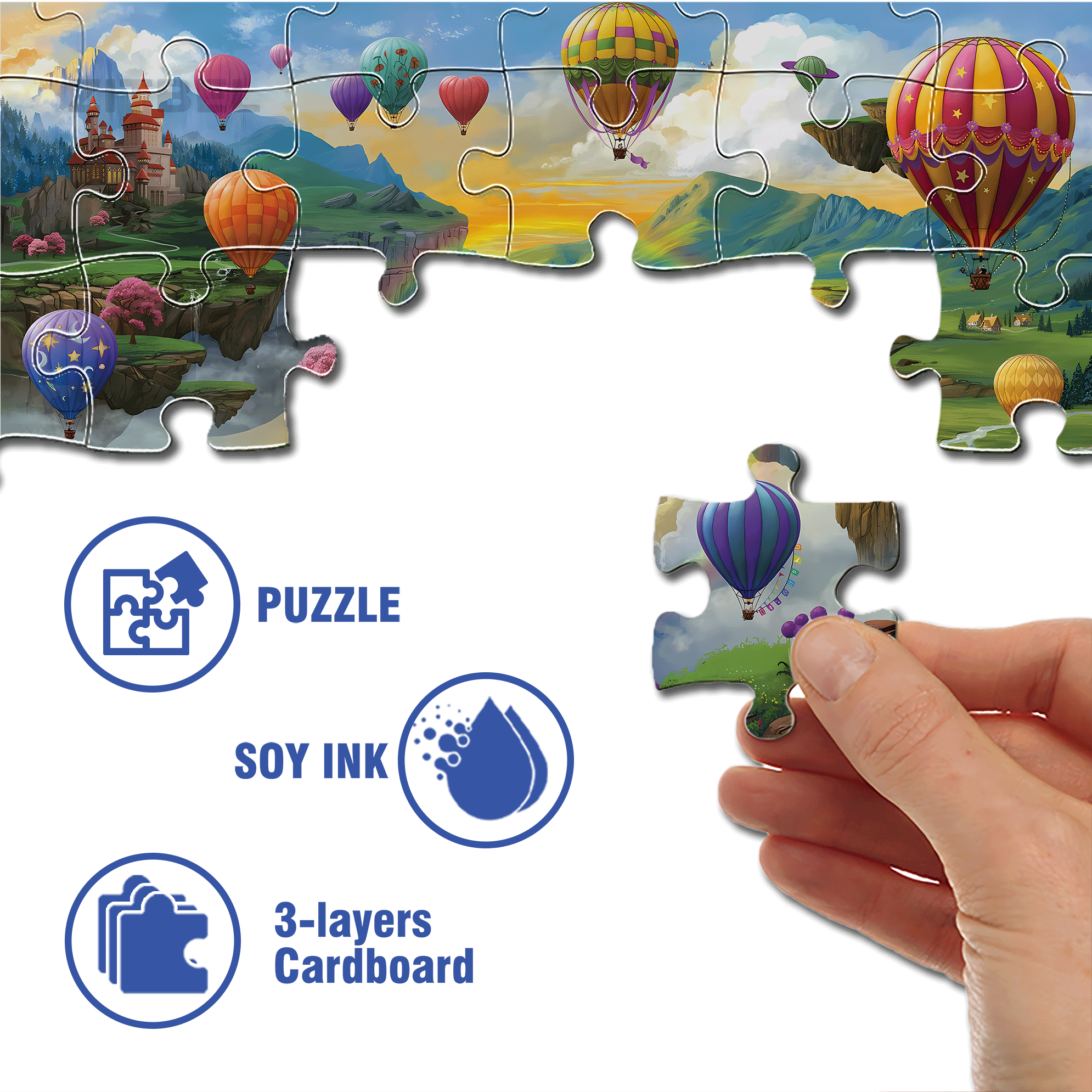 Air Balloon Valley 500pcs/1000pcs Jigsaw Puzzle, Scratch-Resistant, Interactive Family Game & Brain-Boosting DIY Decor, Perfect for Halloween, Christmas & New Year Gifts, Family Puzzle Game