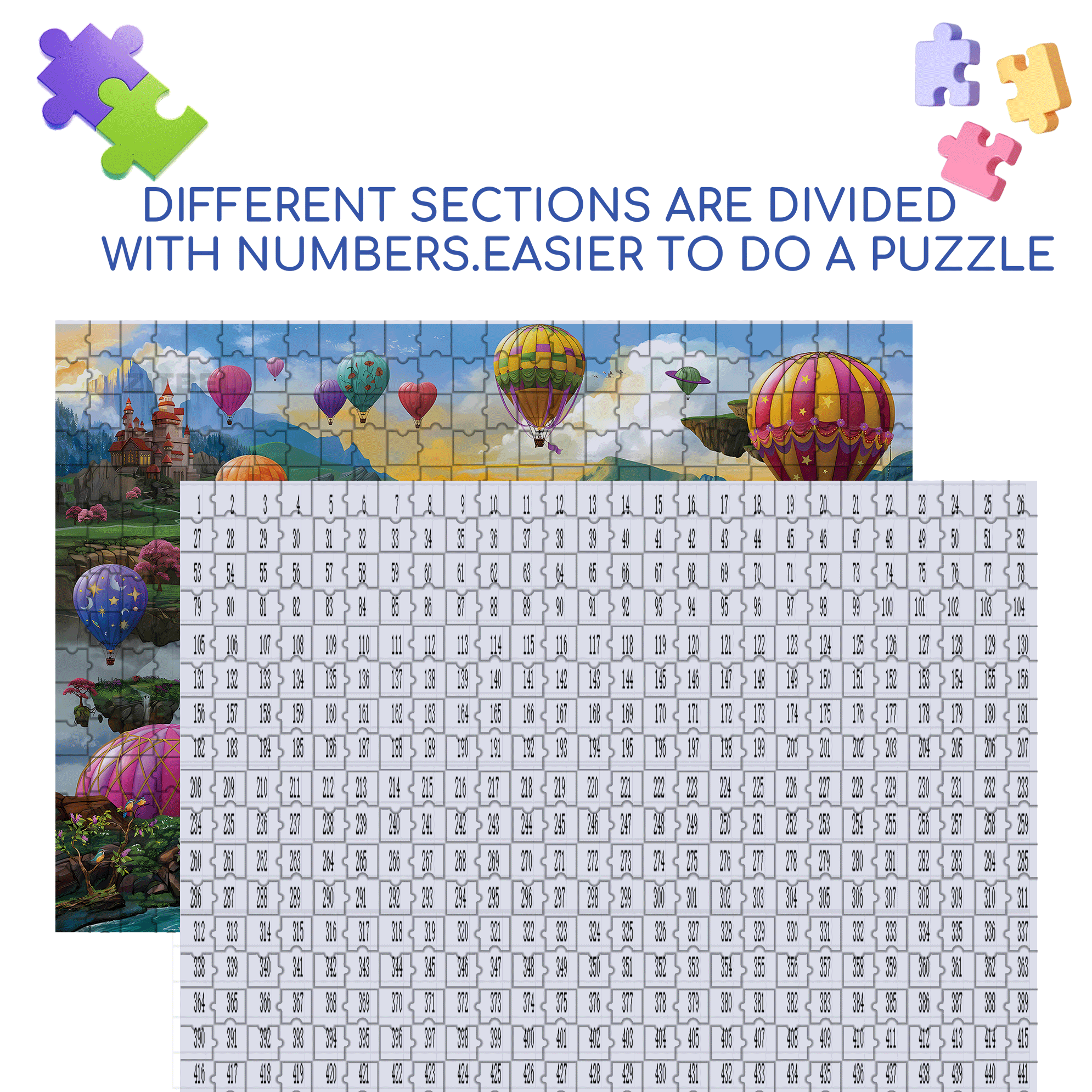 Air Balloon Valley 500pcs/1000pcs Jigsaw Puzzle, Scratch-Resistant, Interactive Family Game & Brain-Boosting DIY Decor, Perfect for Halloween, Christmas & New Year Gifts, Family Puzzle Game