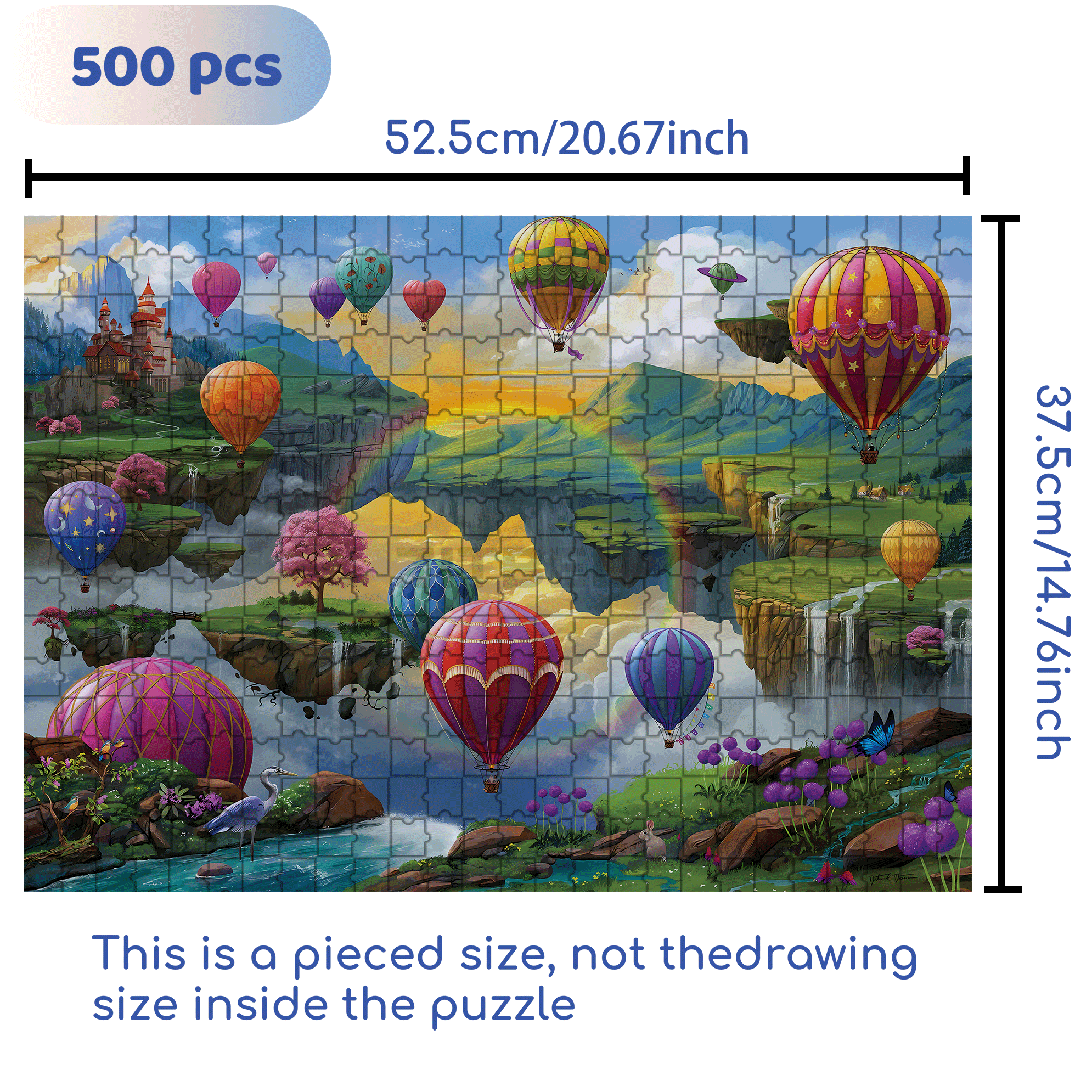 Air Balloon Valley 500pcs/1000pcs Jigsaw Puzzle, Scratch-Resistant, Interactive Family Game & Brain-Boosting DIY Decor, Perfect for Halloween, Christmas & New Year Gifts, Family Puzzle Game