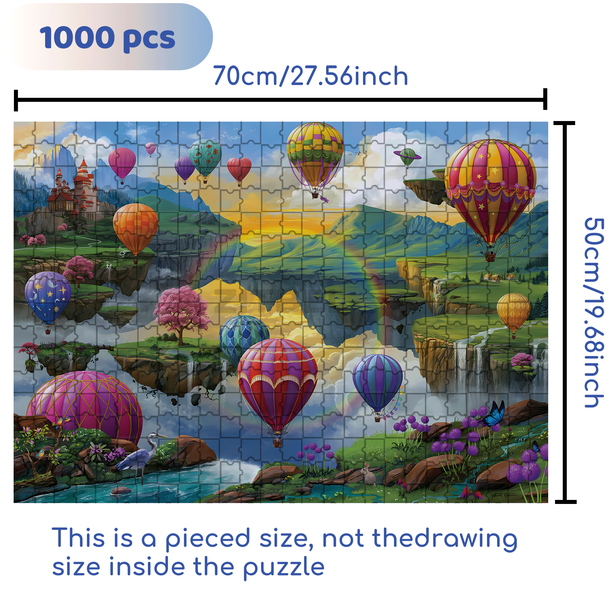 Air Balloon Valley 500pcs/1000pcs Jigsaw Puzzle, Scratch-Resistant, Interactive Family Game & Brain-Boosting DIY Decor, Perfect for Halloween, Christmas & New Year Gifts, Family Puzzle Game