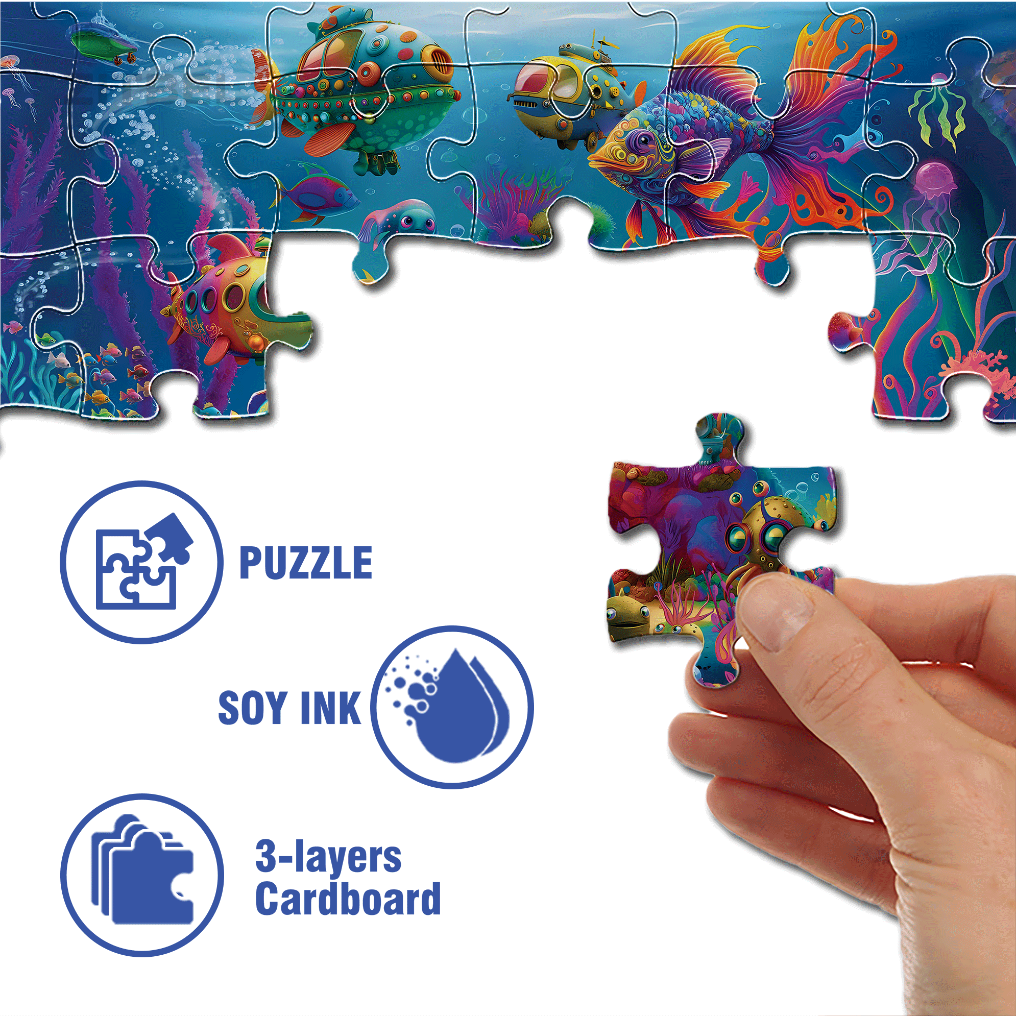 Alien Ocean 500pcs/1000pcs Jigsaw Puzzle, Scratch-Resistant, Interactive Family Game & Brain-Boosting DIY Decor, Perfect for Halloween, Christmas & New Year Gifts, Family Puzzle Game