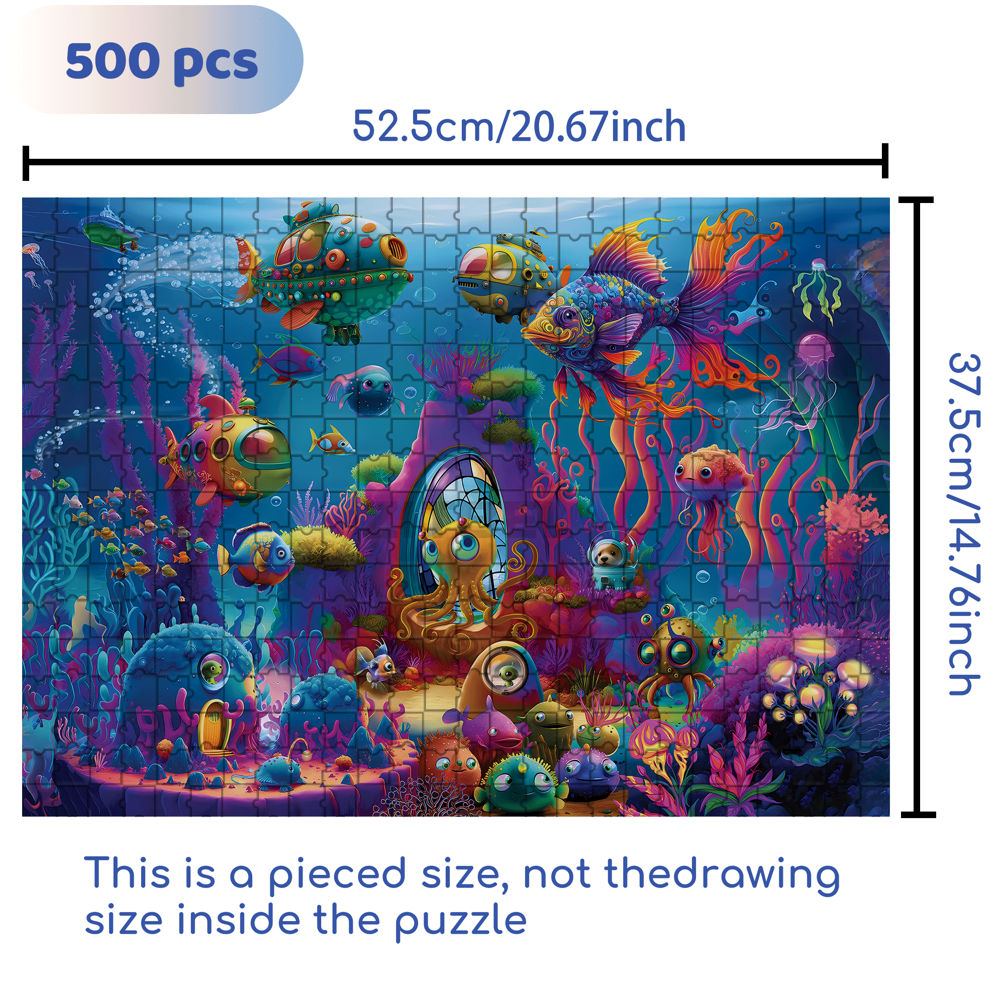 Alien Ocean 500pcs/1000pcs Jigsaw Puzzle, Scratch-Resistant, Interactive Family Game & Brain-Boosting DIY Decor, Perfect for Halloween, Christmas & New Year Gifts, Family Puzzle Game