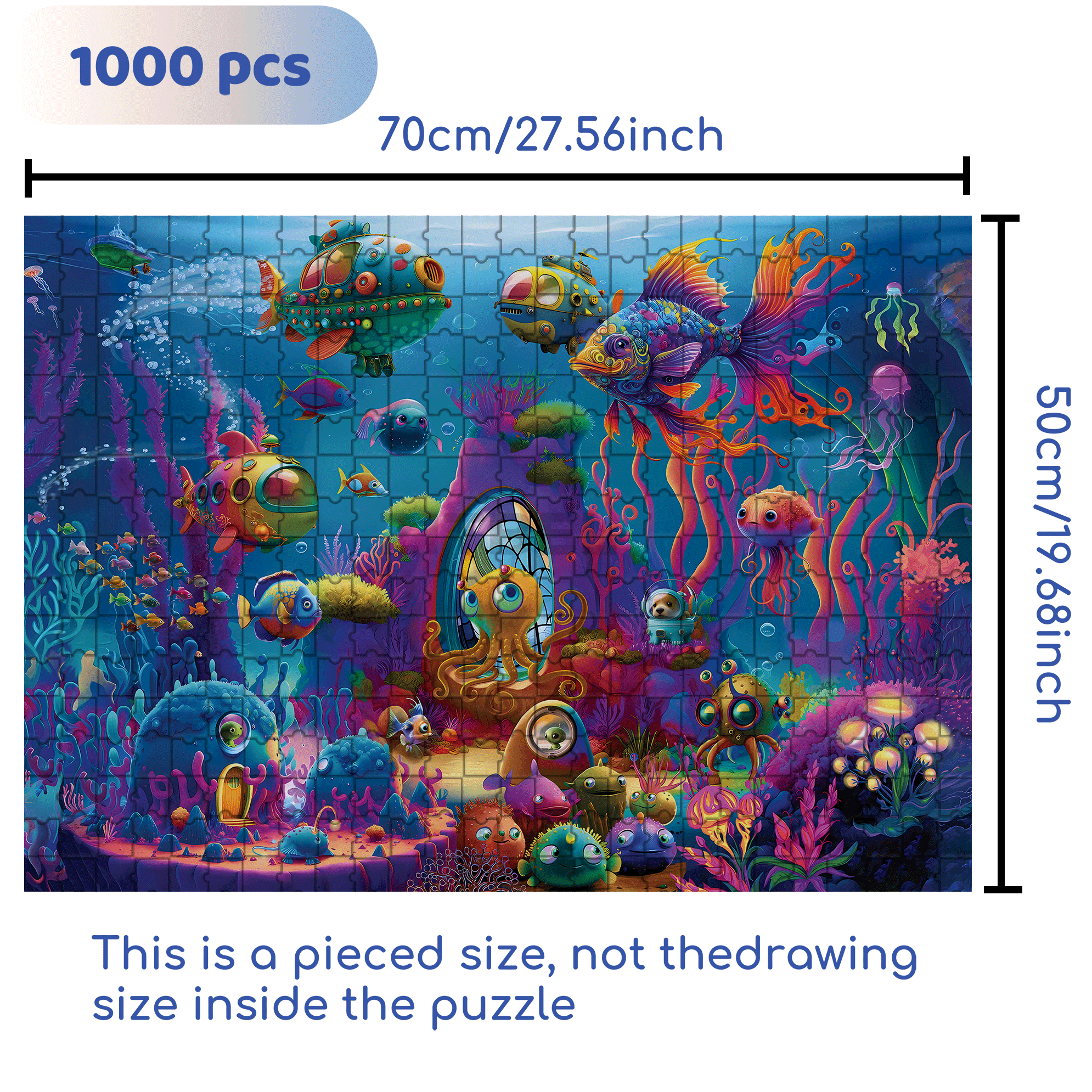 Alien Ocean 500pcs/1000pcs Jigsaw Puzzle, Scratch-Resistant, Interactive Family Game & Brain-Boosting DIY Decor, Perfect for Halloween, Christmas & New Year Gifts, Family Puzzle Game