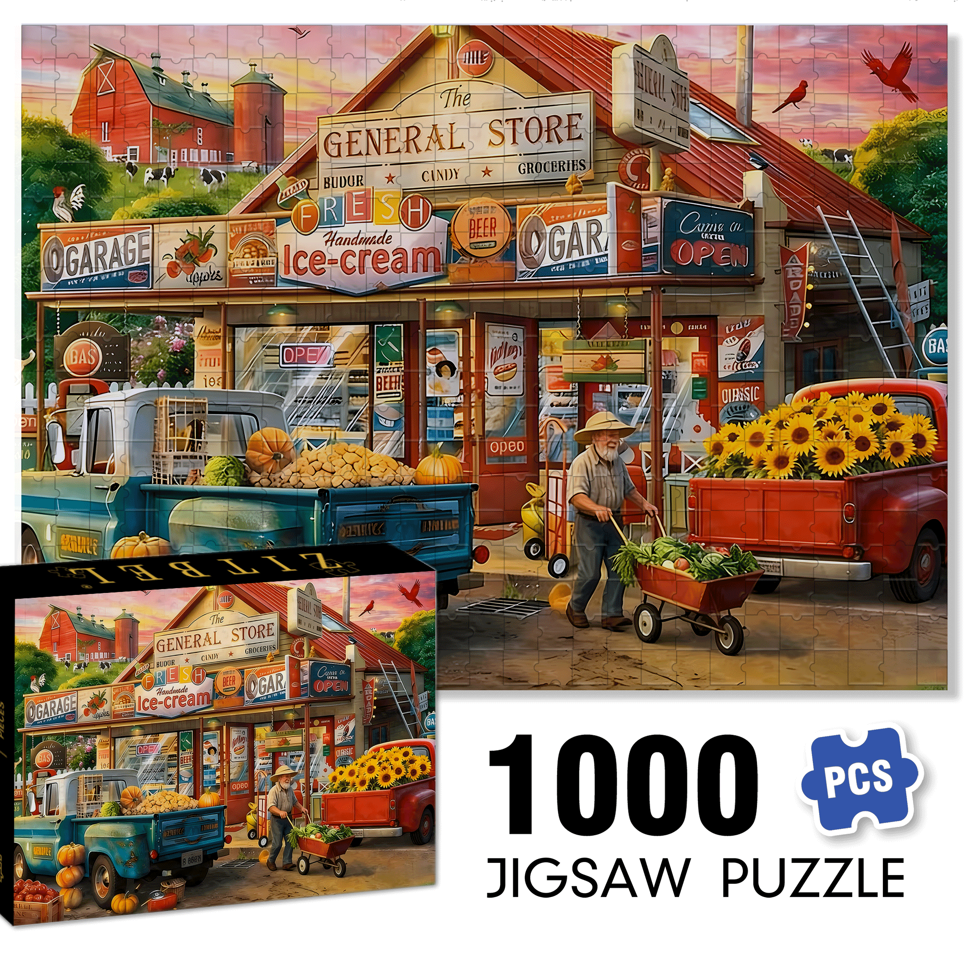 Autumn General Store 500pcs/1000pcs Jigsaw Puzzle, Scratch-Resistant, Interactive Family Game & Brain-Boosting DIY Decor, Perfect for Halloween, Christmas & New Year Gifts, Family Puzzle Game