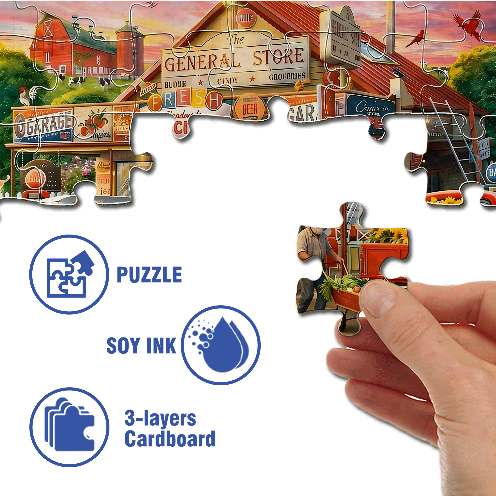 Autumn General Store 500pcs/1000pcs Jigsaw Puzzle, Scratch-Resistant, Interactive Family Game & Brain-Boosting DIY Decor, Perfect for Halloween, Christmas & New Year Gifts, Family Puzzle Game