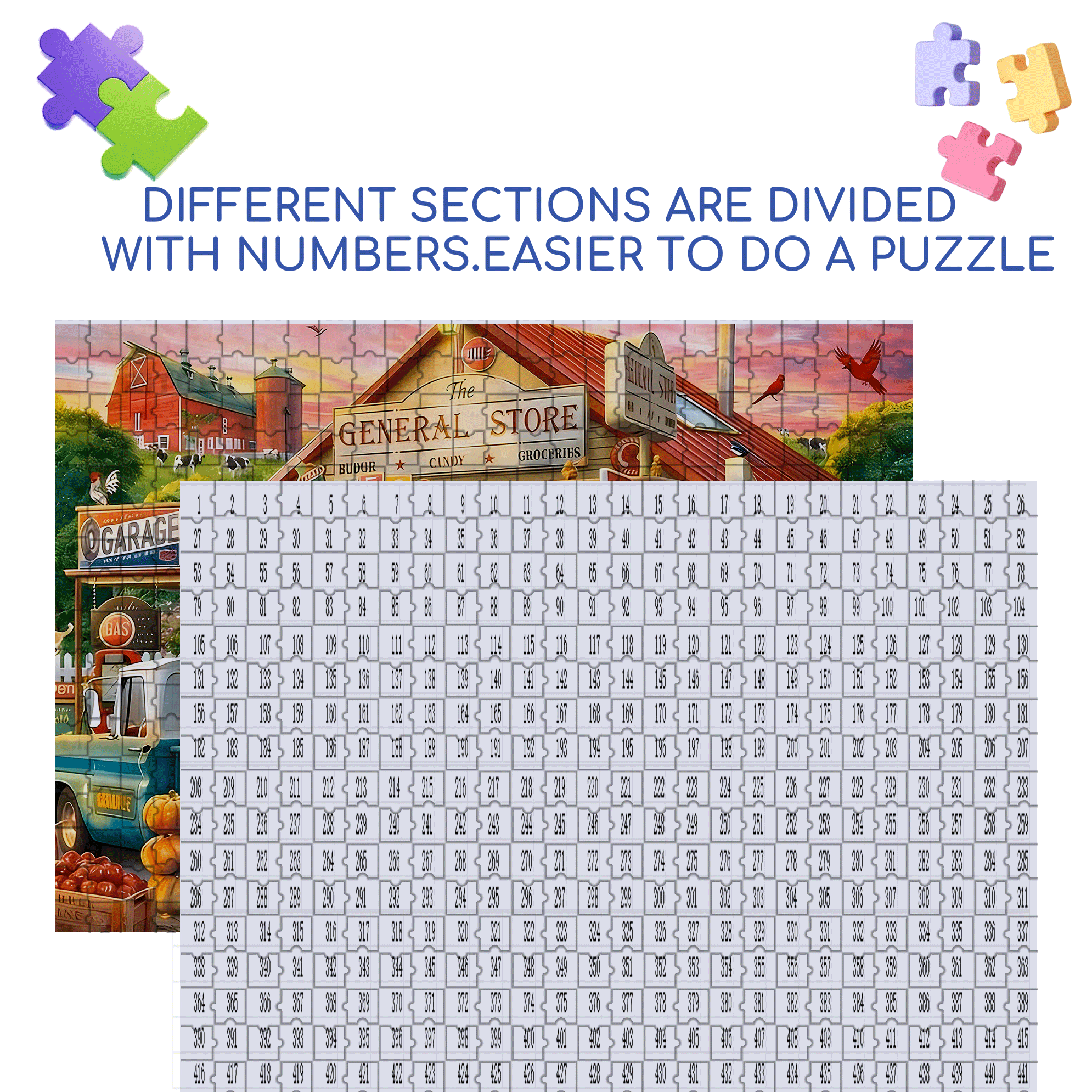 Autumn General Store 500pcs/1000pcs Jigsaw Puzzle, Scratch-Resistant, Interactive Family Game & Brain-Boosting DIY Decor, Perfect for Halloween, Christmas & New Year Gifts, Family Puzzle Game