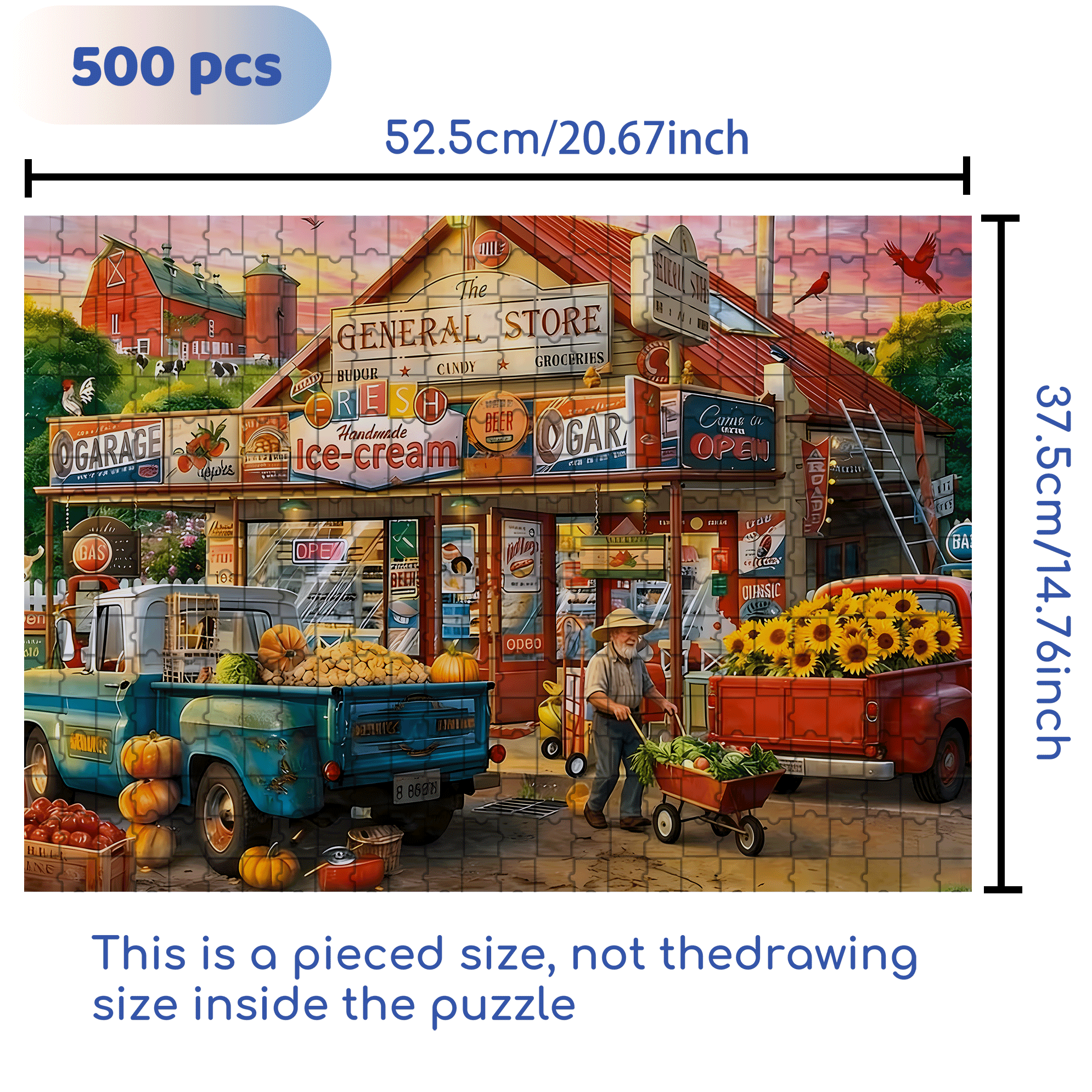Autumn General Store 500pcs/1000pcs Jigsaw Puzzle, Scratch-Resistant, Interactive Family Game & Brain-Boosting DIY Decor, Perfect for Halloween, Christmas & New Year Gifts, Family Puzzle Game