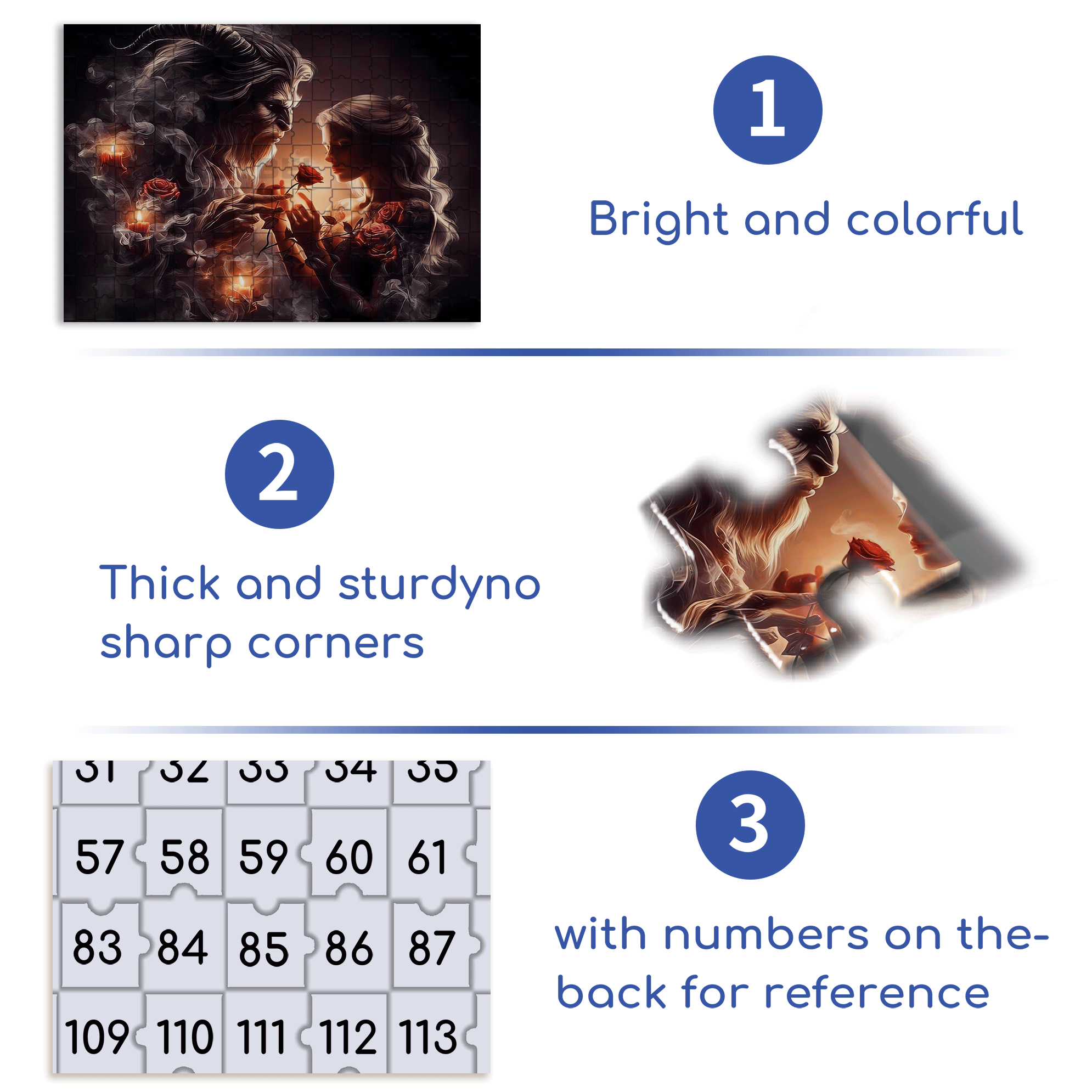 Beasts And Beauties with Rose 500pcs/1000pcs Jigsaw Puzzle, Scratch-Resistant, Interactive Family Game & Brain-Boosting DIY Decor, Perfect for Halloween, Christmas & New Year Gifts, Family Puzzle Game