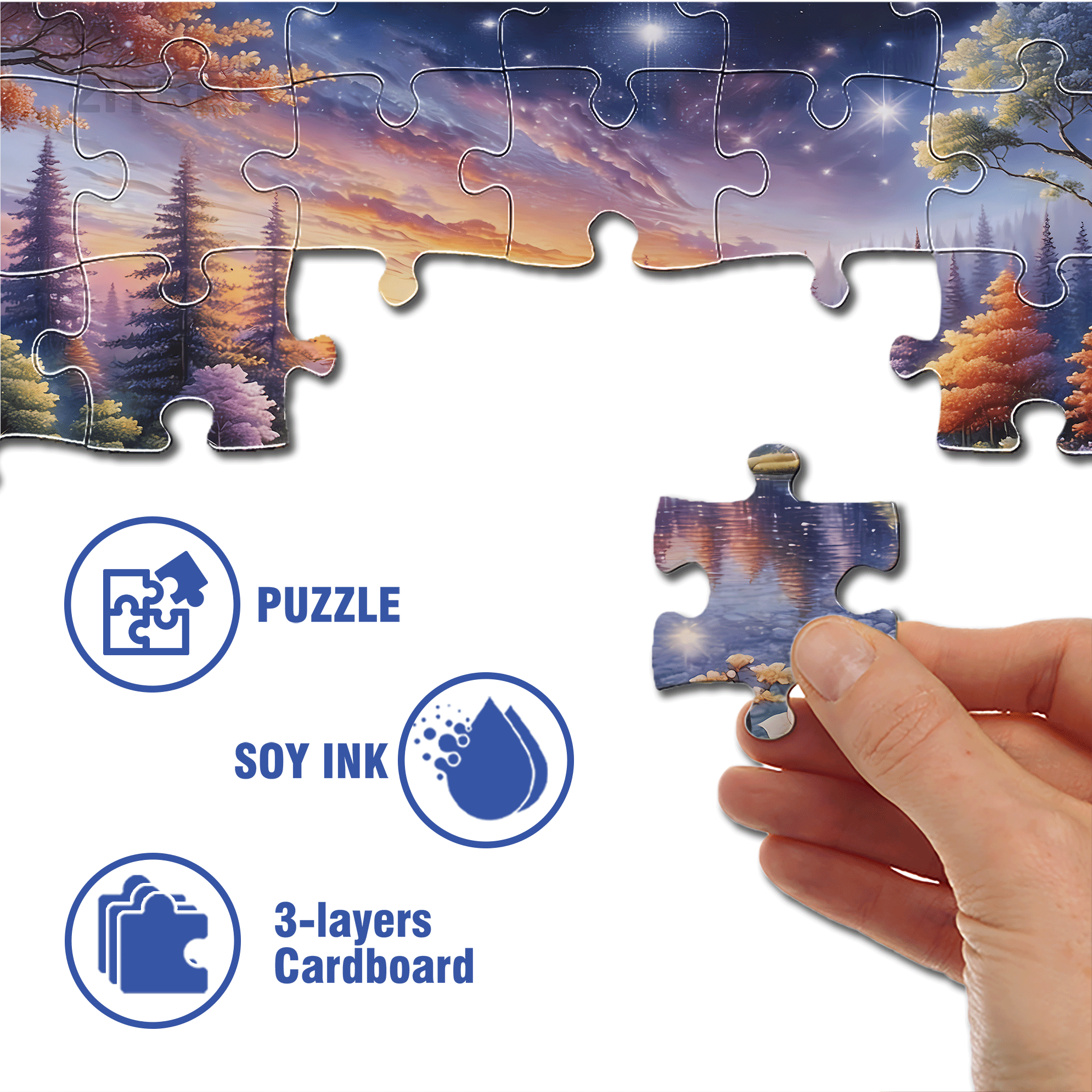 Blooming Flowers Reflect The Starry River 500pcs/1000pcs Jigsaw Puzzle, Scratch-Resistant, Interactive Family Game & Brain-Boosting DIY Decor, Perfect for Halloween, Christmas & New Year Gifts, Family Puzzle Game