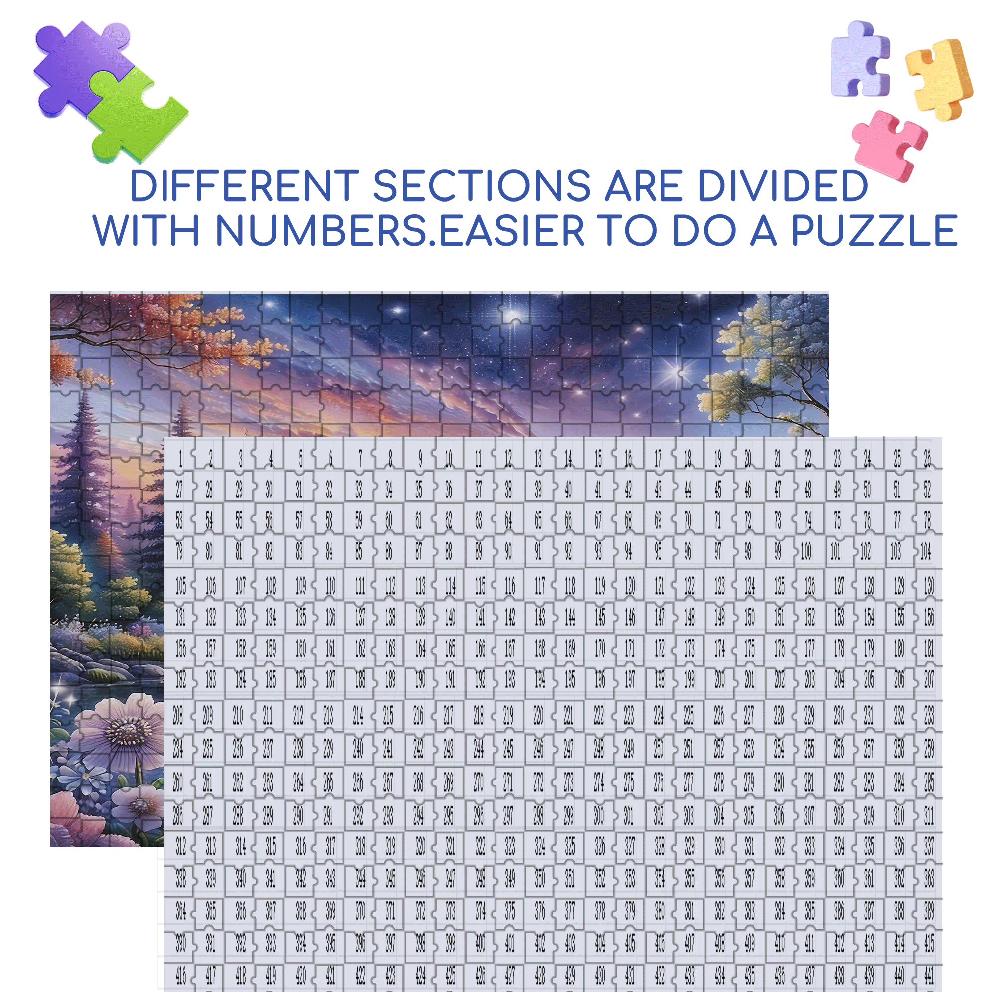 Blooming Flowers Reflect The Starry River 500pcs/1000pcs Jigsaw Puzzle, Scratch-Resistant, Interactive Family Game & Brain-Boosting DIY Decor, Perfect for Halloween, Christmas & New Year Gifts, Family Puzzle Game