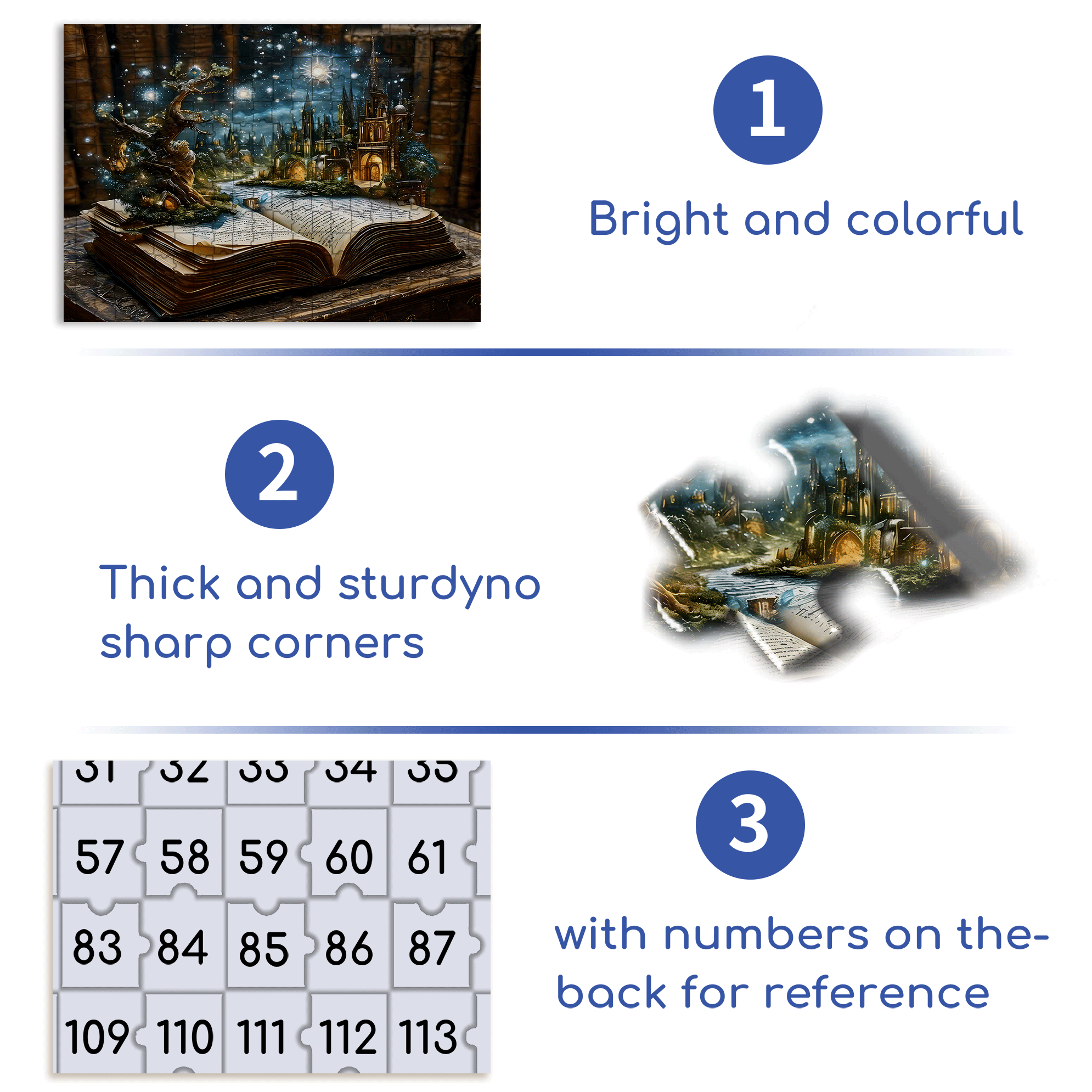 Book Page Fantasy City 500pcs/1000pcs Jigsaw Puzzle, Scratch-Resistant, Interactive Family Game & Brain-Boosting DIY Decor, Perfect for Halloween, Christmas & New Year Gifts, Family Puzzle Game