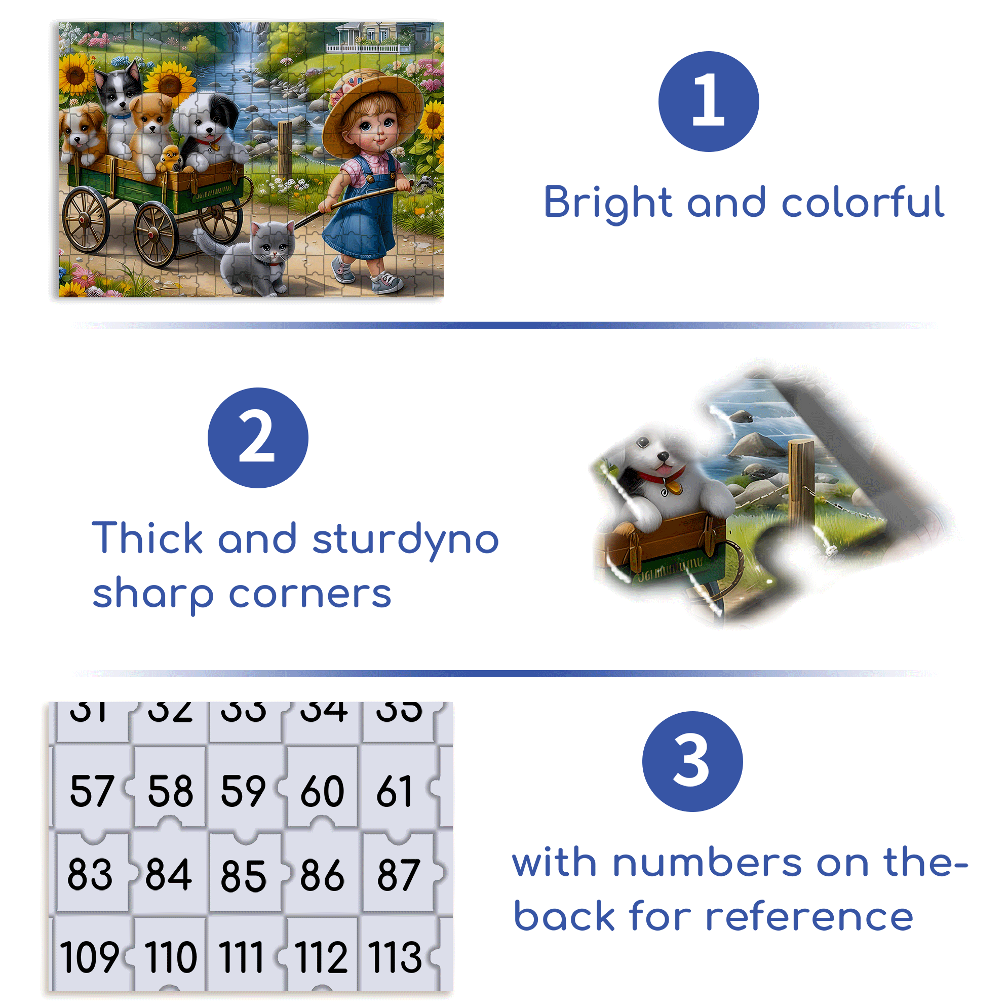 Book with Cute Farm Animals 500pcs/1000pcs Jigsaw Puzzle, Scratch-Resistant, Interactive Family Game & Brain-Boosting DIY Decor, Perfect for Halloween, Christmas & New Year Gifts, Family Puzzle Game