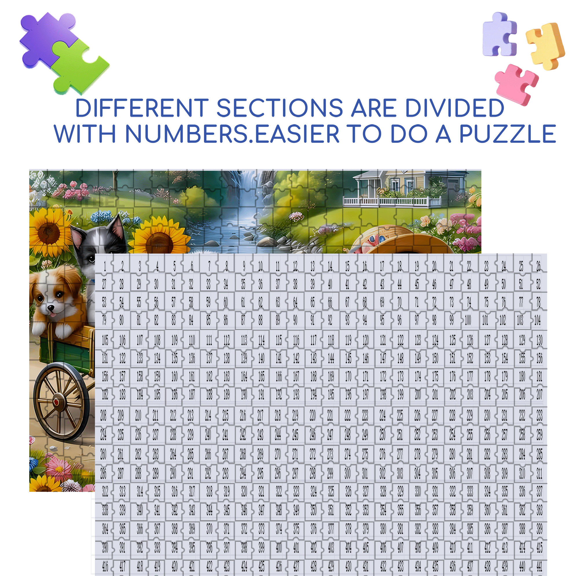 Book with Cute Farm Animals 500pcs/1000pcs Jigsaw Puzzle, Scratch-Resistant, Interactive Family Game & Brain-Boosting DIY Decor, Perfect for Halloween, Christmas & New Year Gifts, Family Puzzle Game